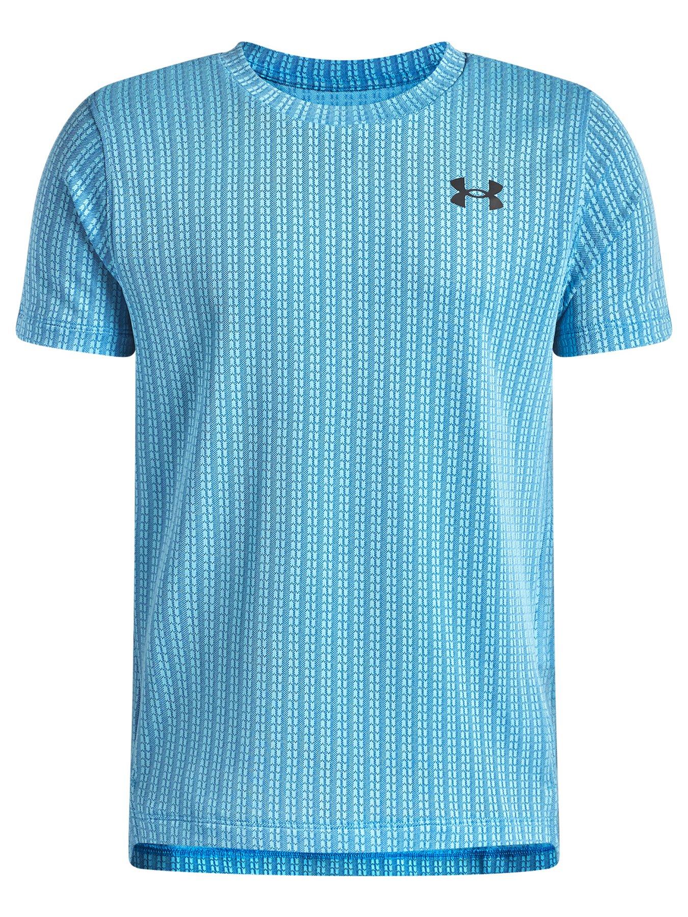 UNDER ARMOUR Boys' Tech Vent Jacquard Short Sleeve Training T-Shirt - Fresco Blue