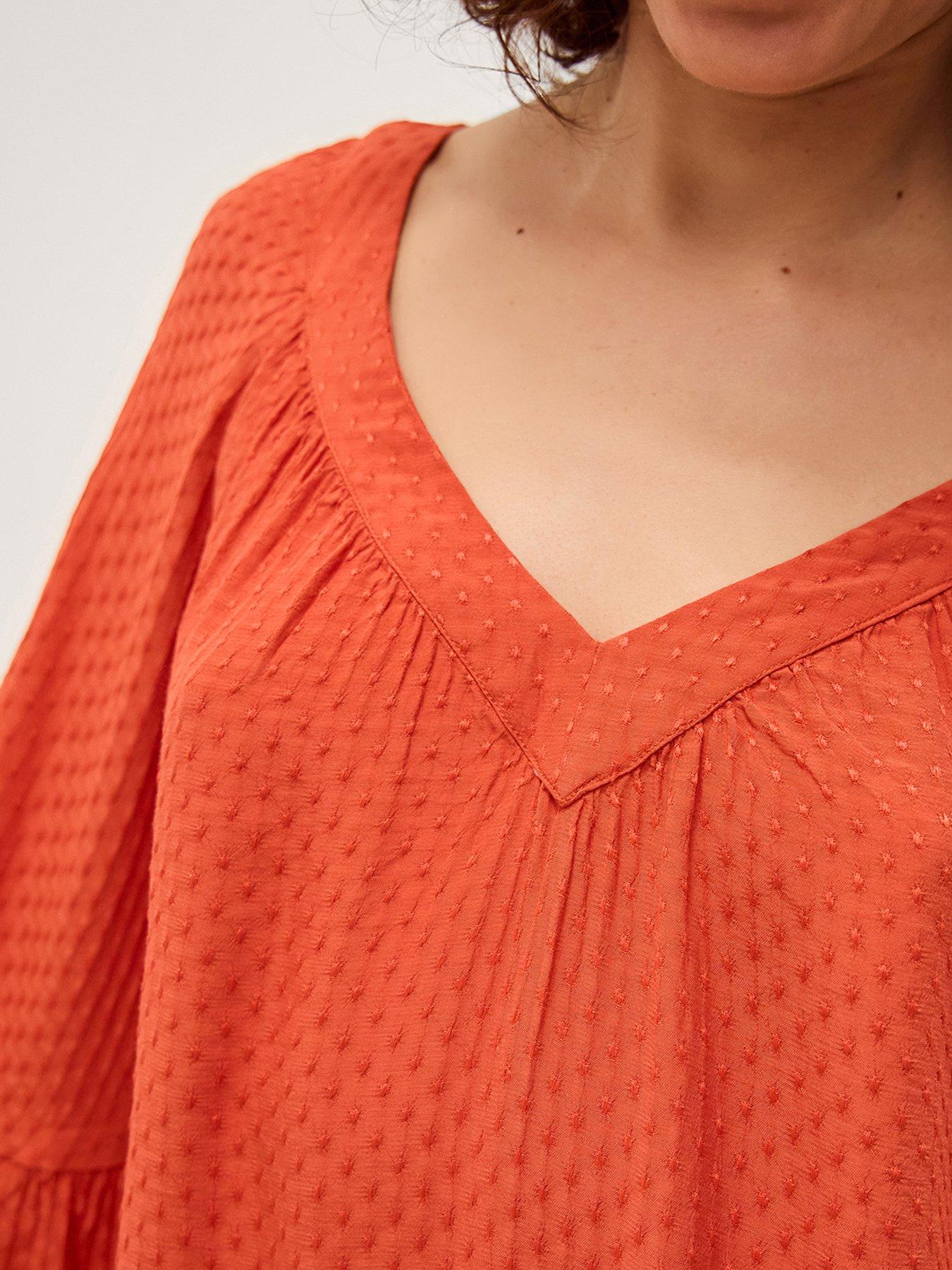 Image 4 of 4 of Monsoon Kallie Dobby Blouse - Orange