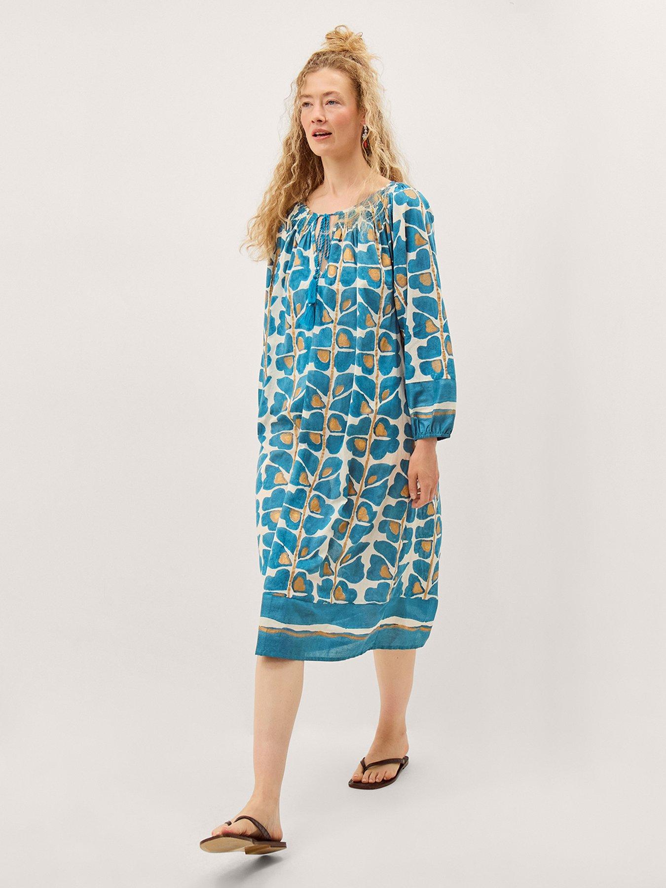 Monsoon Leila Print Midi Beach Dress - Green