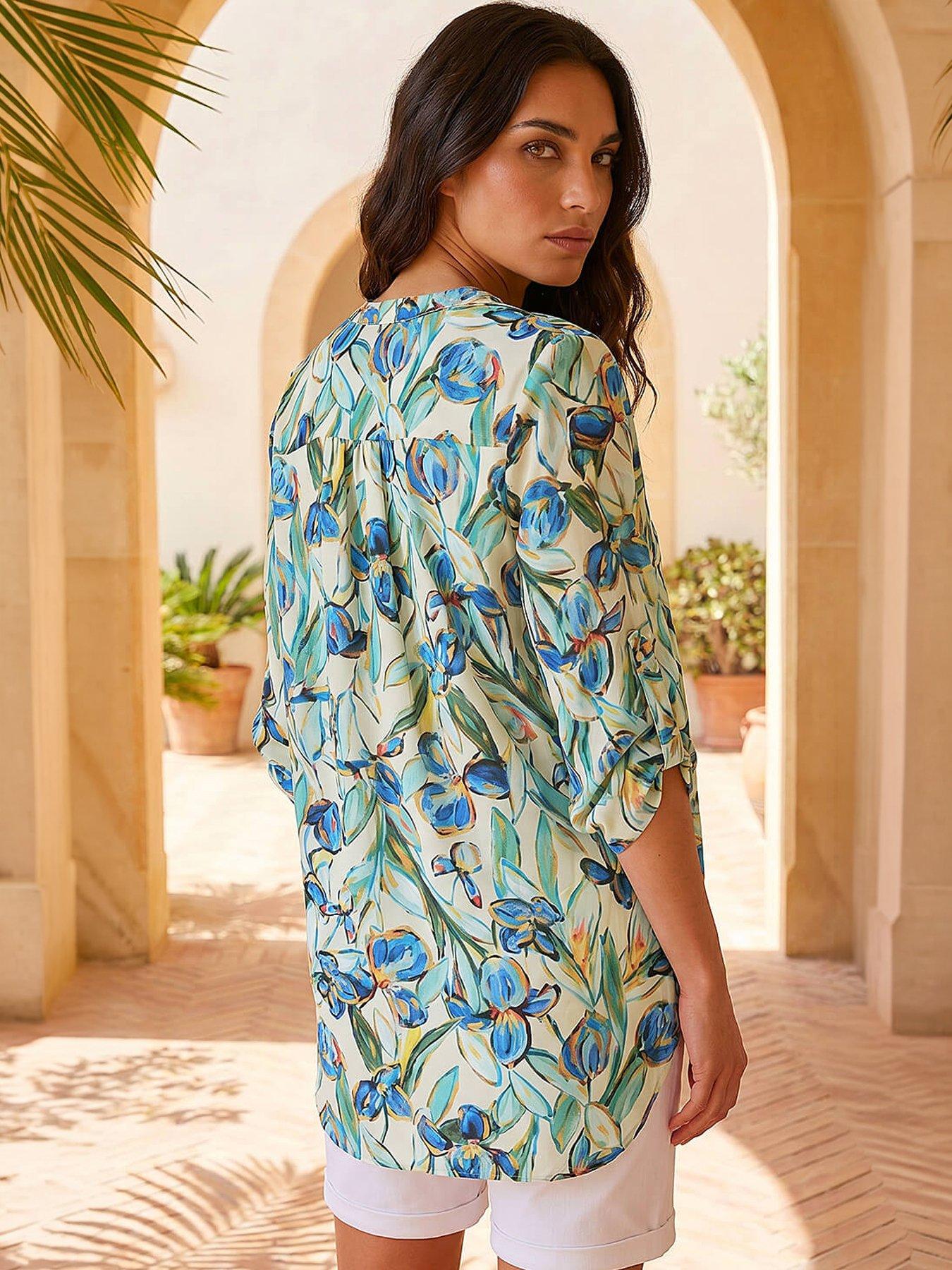 Image 3 of 4 of Roman Floral Longline Overshirt