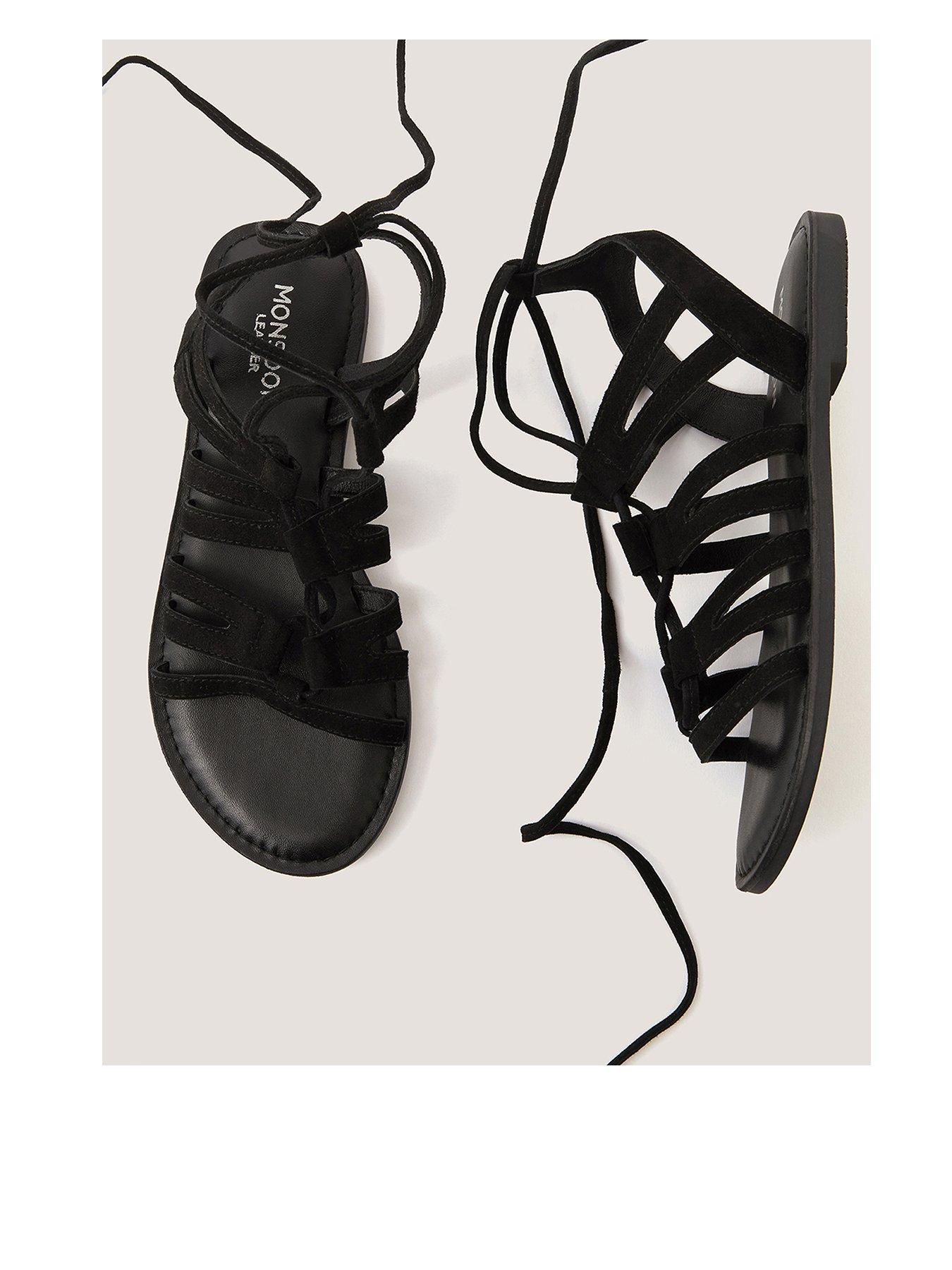 Monsoon Greta Suede Lace Up Sandal - Black
