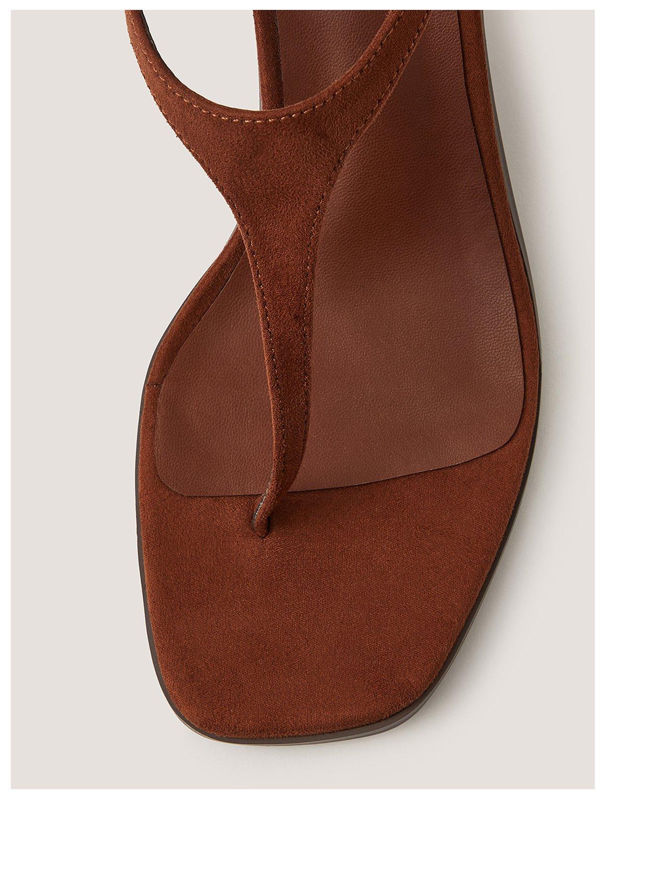 Image 3 of 3 of Monsoon Hatty Toe Post Tie Heels - Brown