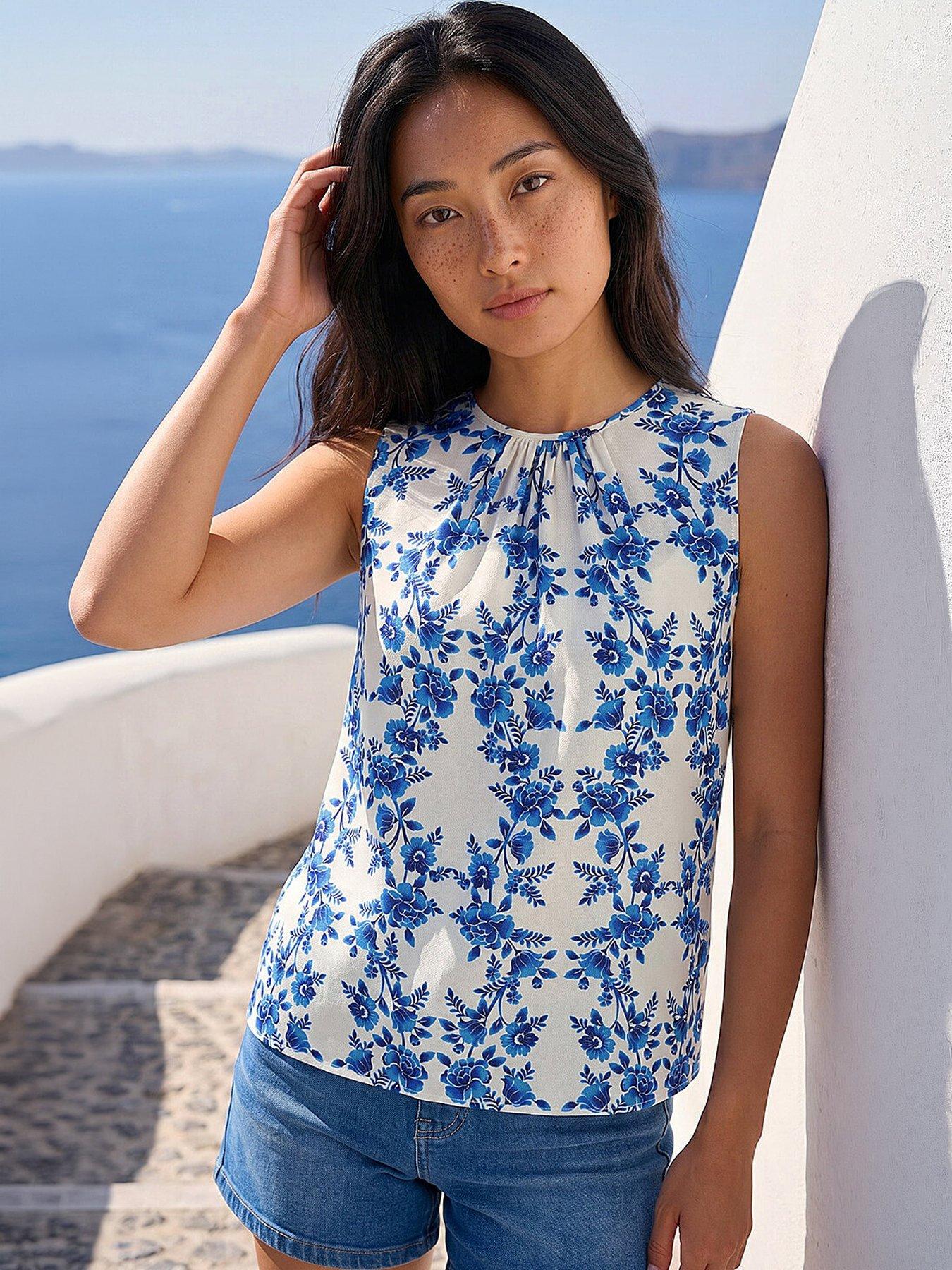 Roman Petite Printed Sleeveless Shell Top