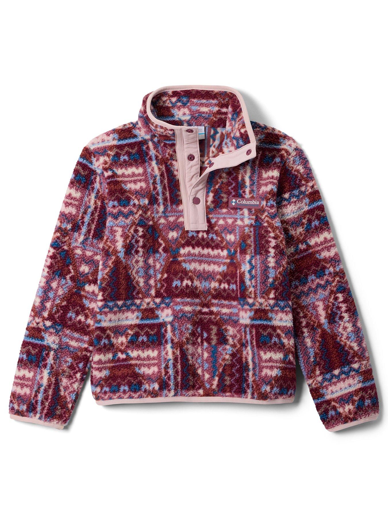 Image 1 of 2 of Columbia Junior Girls Helvetia II Printed Half-Snap Stand Collar Fleece - Pink