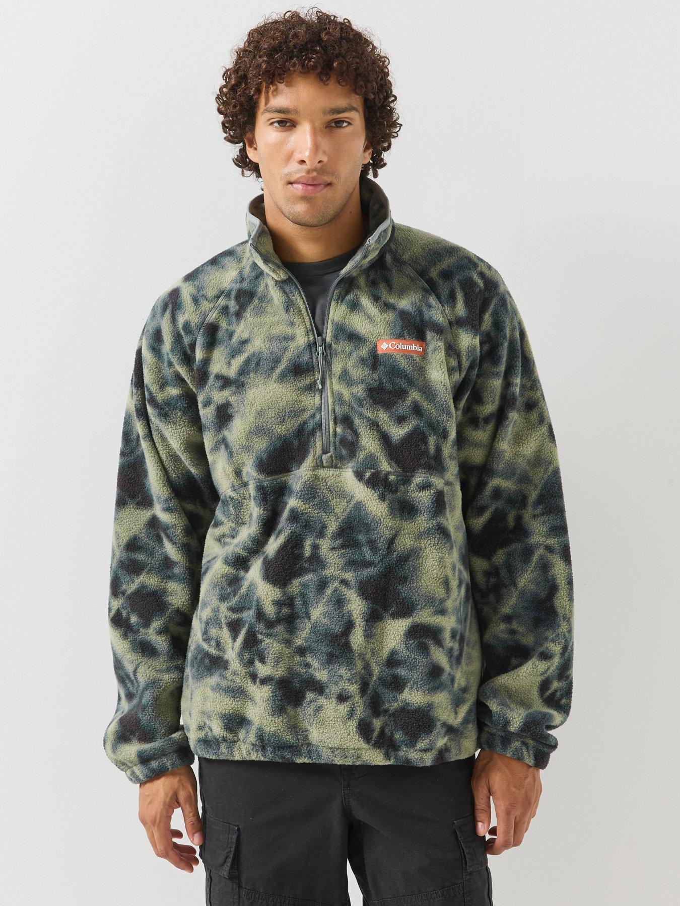 Image 1 of 6 of Columbia Mens Timber Crest Printed Half Zip Fleece - Green