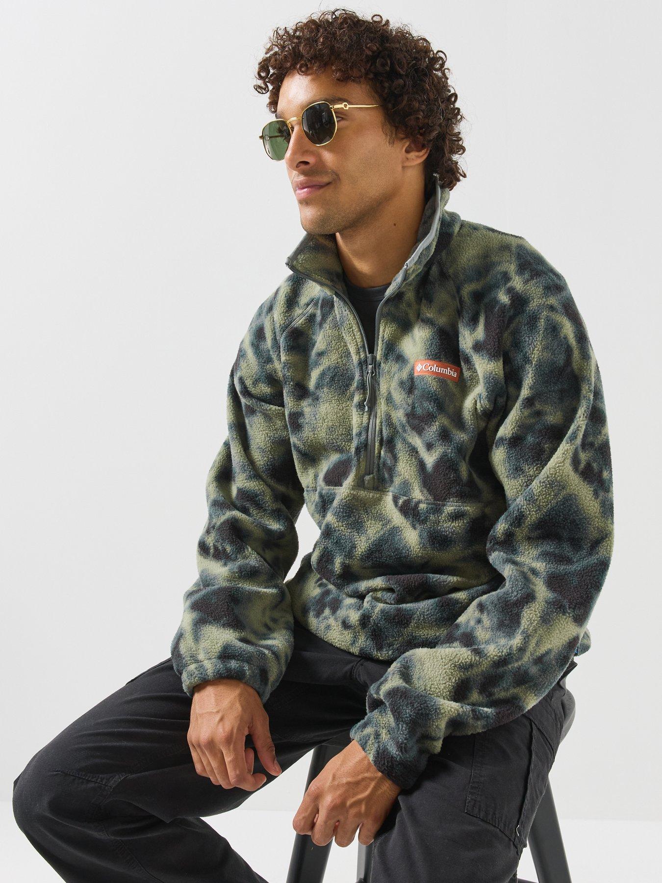 Image 6 of 6 of Columbia Mens Timber Crest Printed Half Zip Fleece - Green