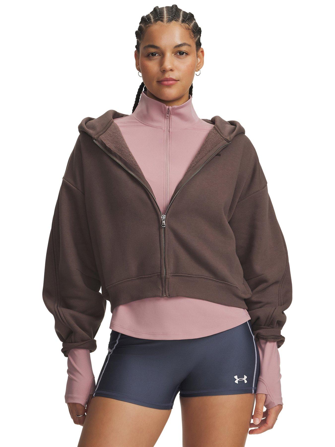 Under Armour Womens Training Full Zip Hooded Fleece Hoodie - Brown