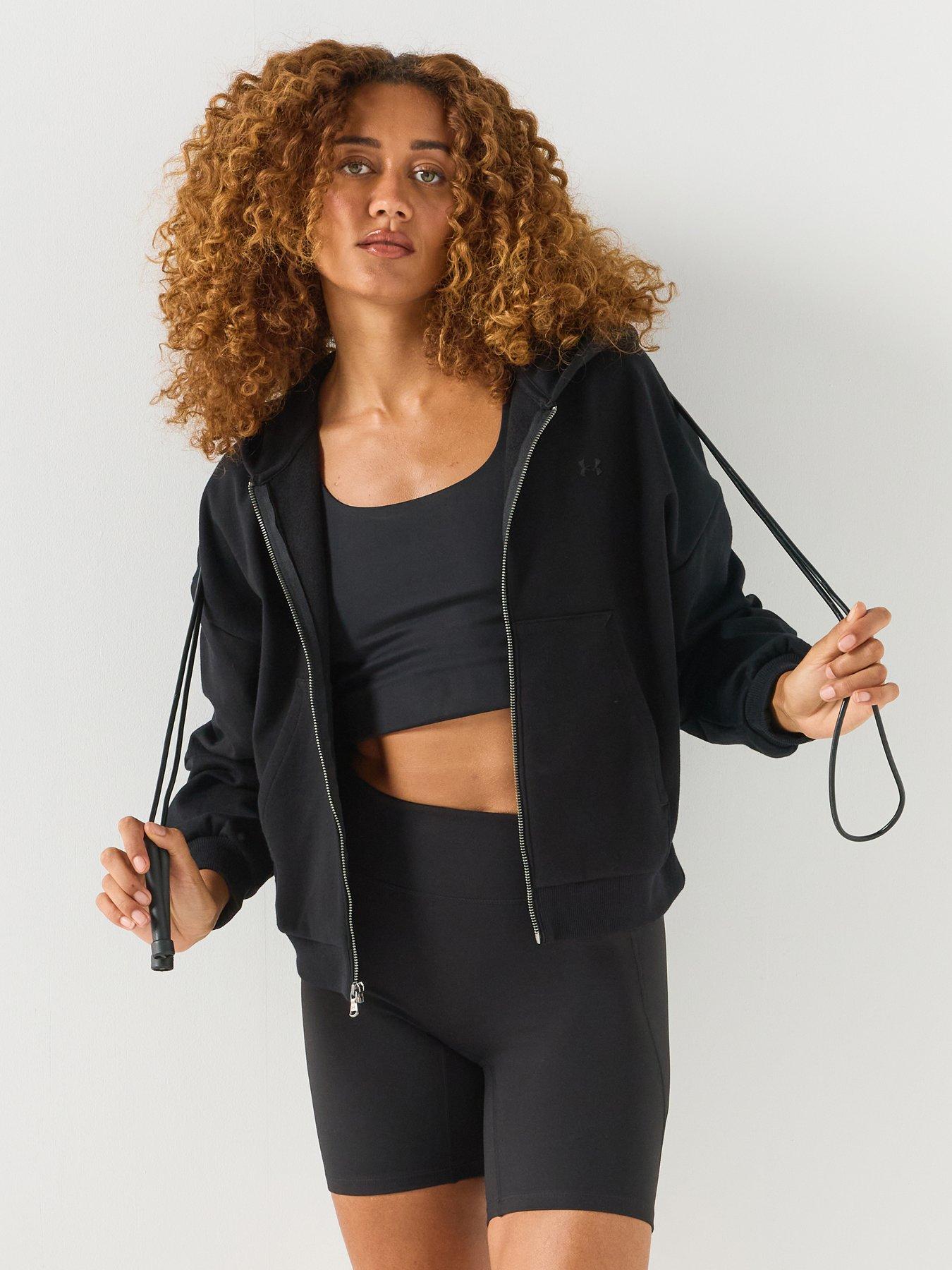 Under Armour Womens Hooded Brushed Fleece Full Zip Hoodie - Black