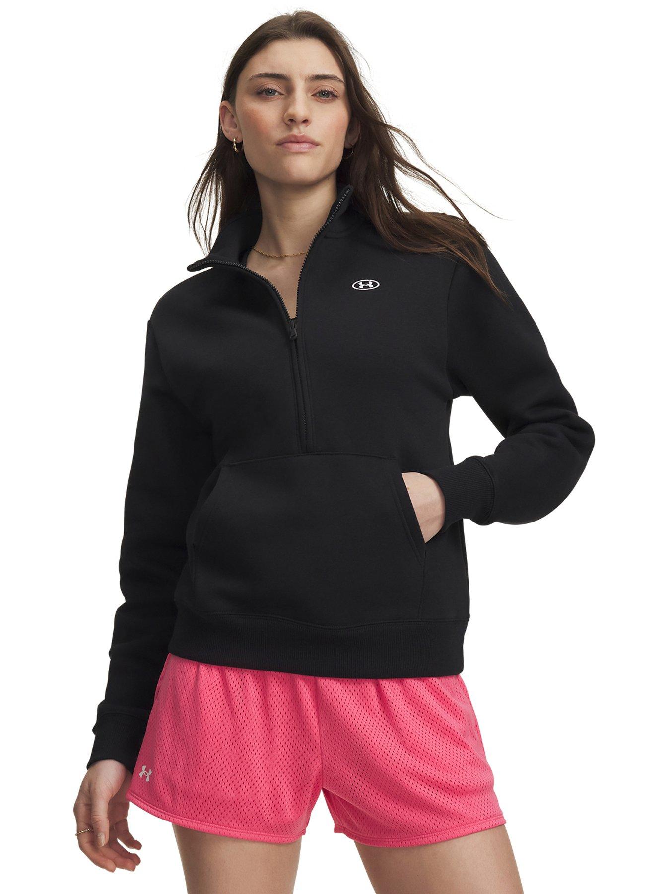 UNDER ARMOUR Womens Training Rival Fleece Half Zip - Black