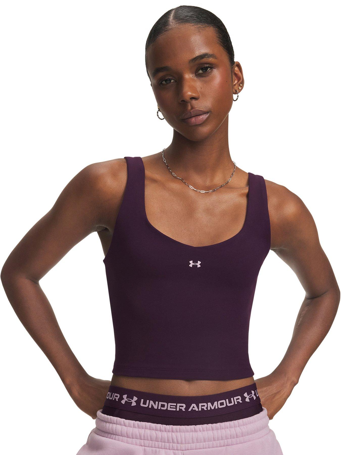 Under Armour Womens Stretch Cropped Scoop Neck Vests - Purple