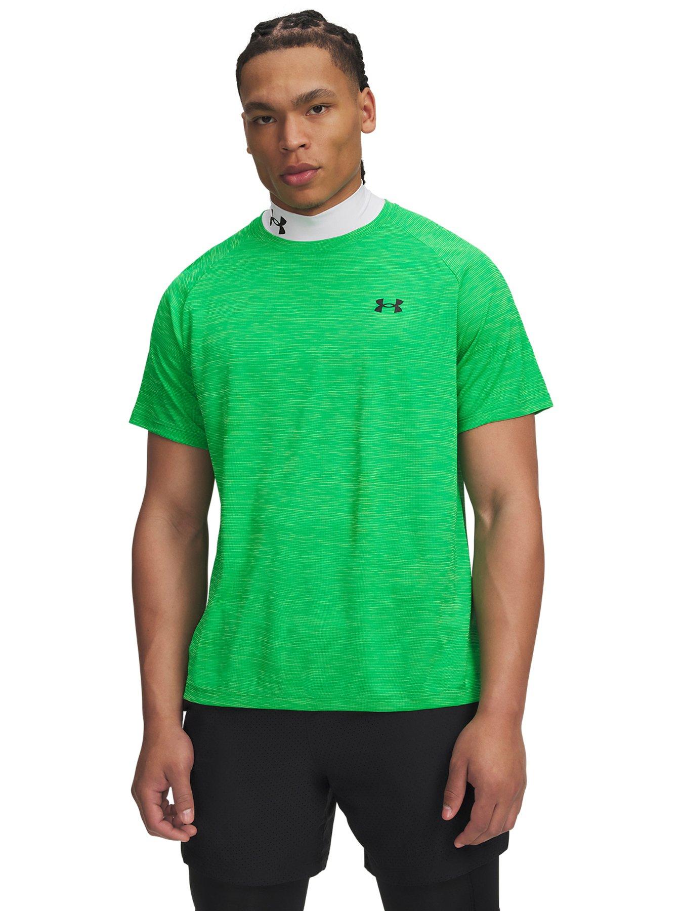Image 1 of 3 of UNDER ARMOUR Mens Training Tech Textured Raglan T-Shirt - Green
