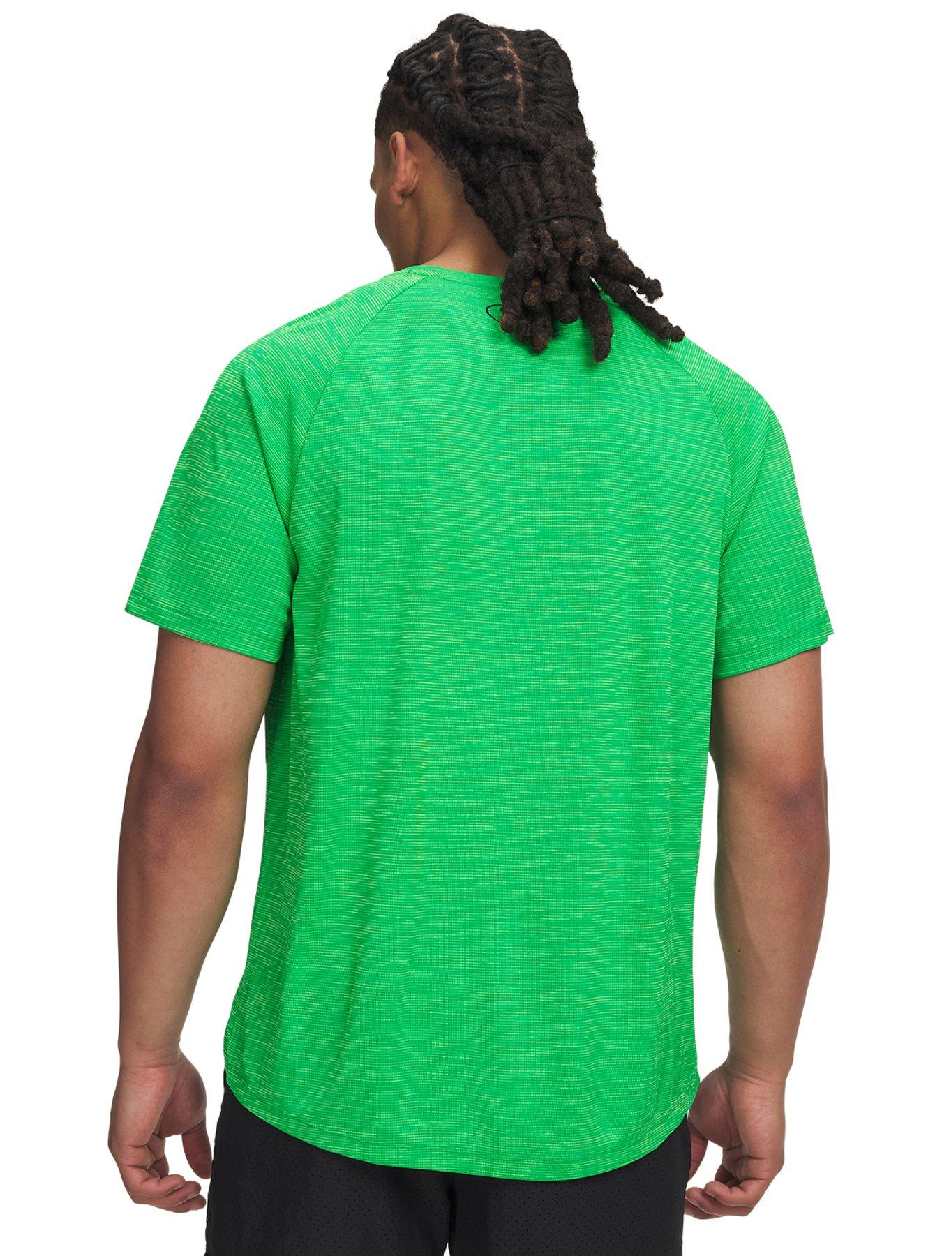 Image 2 of 3 of UNDER ARMOUR Mens Training Tech Textured Raglan T-Shirt - Green