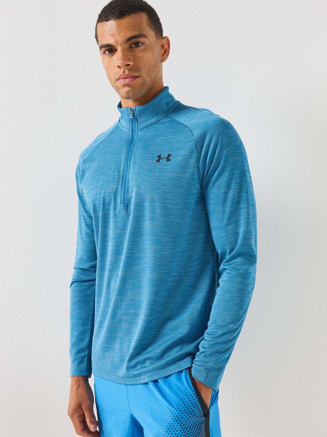 Under Armour Mens Training Tech Textured Half Zip Top - Blue