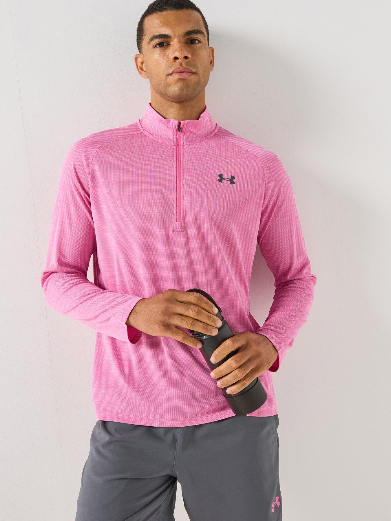 UNDER ARMOUR Men's Tech Textured 1/2 Zip - Pink