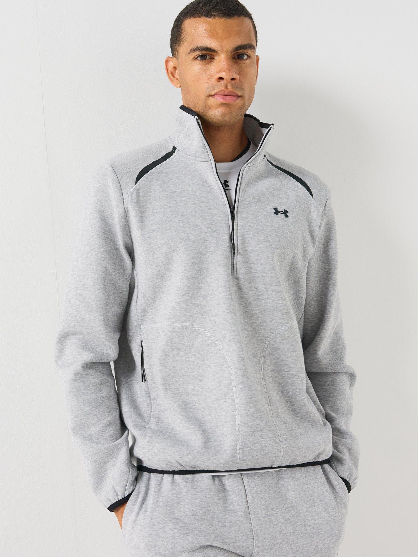 Image 1 of 6 of UNDER ARMOUR Mens Unstoppable Stretch 1/2 Zip Pocket Training Sweatshirt - Grey