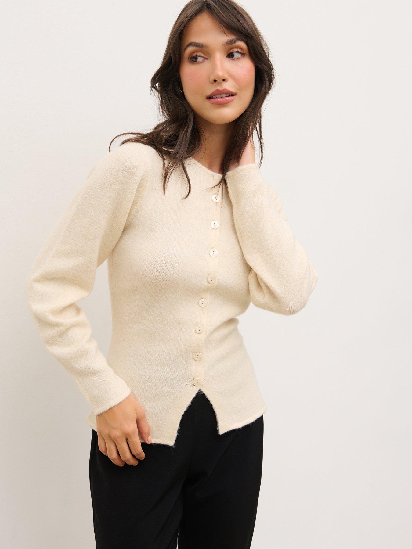 Pretty Lavish Kyle Fitted Knit Cardigan - Cream