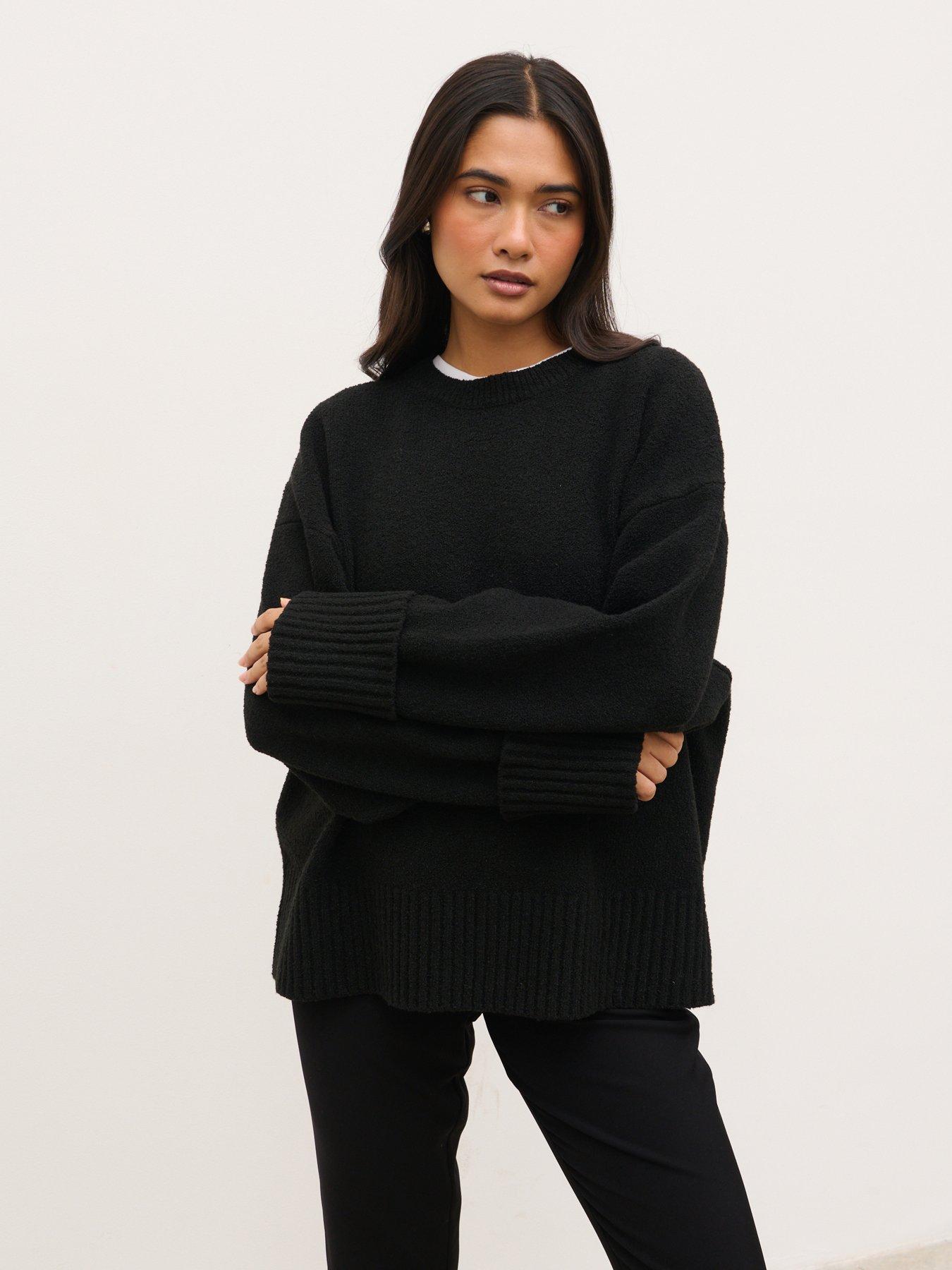 Image 1 of 4 of Pretty Lavish Camille Oversized Borg Jumper - Black