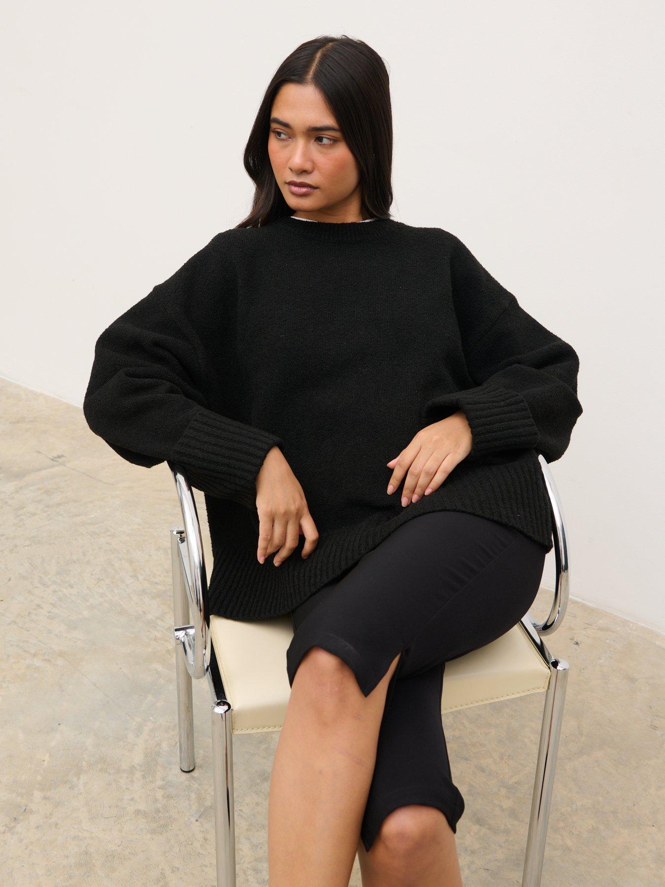 Image 4 of 4 of Pretty Lavish Camille Oversized Borg Jumper - Black