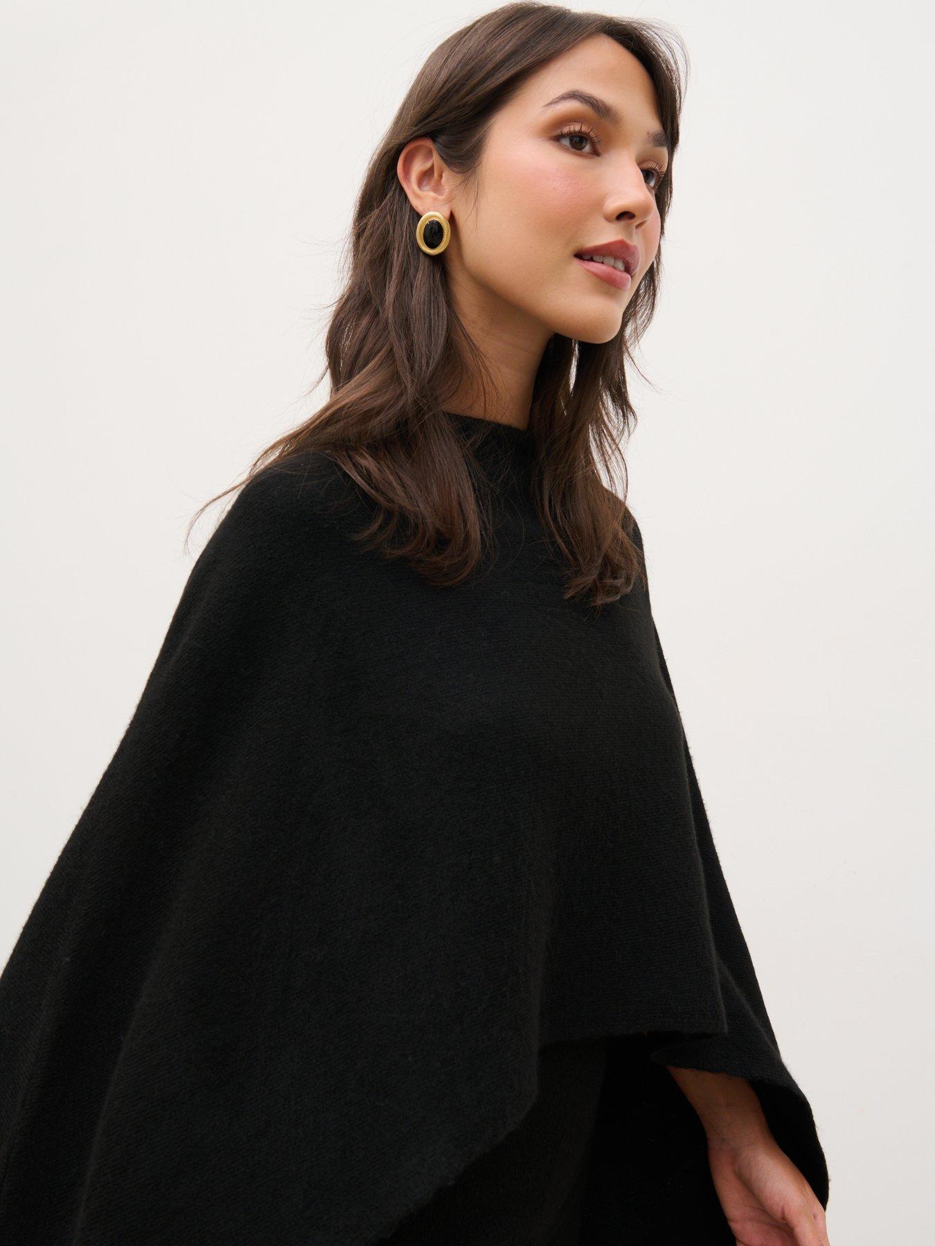 Image 4 of 4 of Pretty Lavish Halle Cape Detail Knit Mini Dress - Black