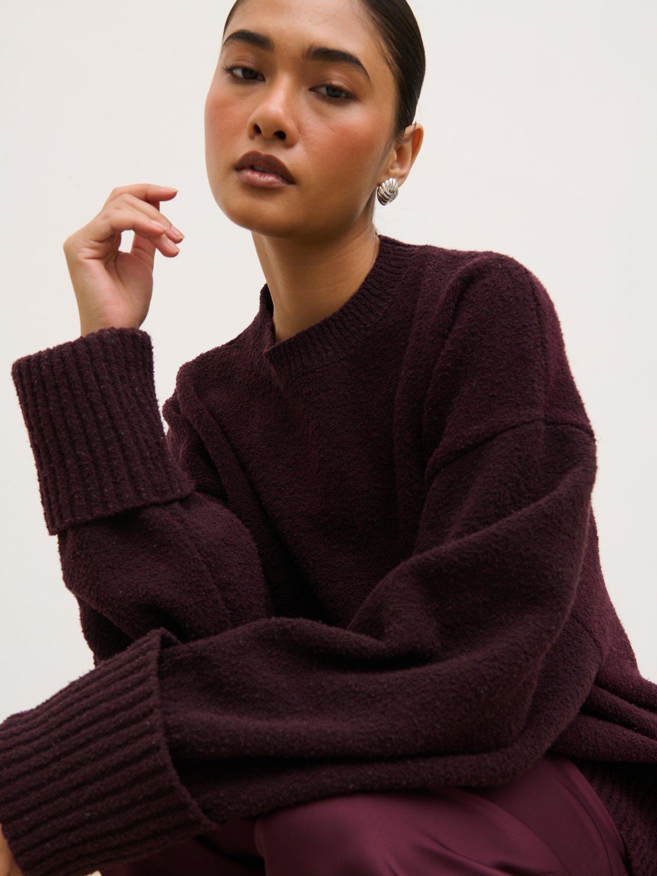 Image 4 of 4 of Pretty Lavish Camille Oversized Borg Jumper - Purple