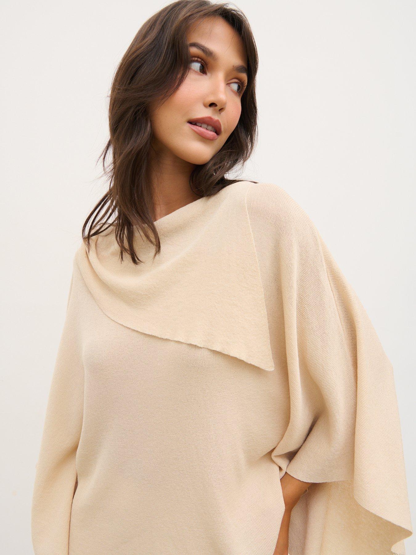 Pretty Lavish Amina Draped Knit Top - Beige