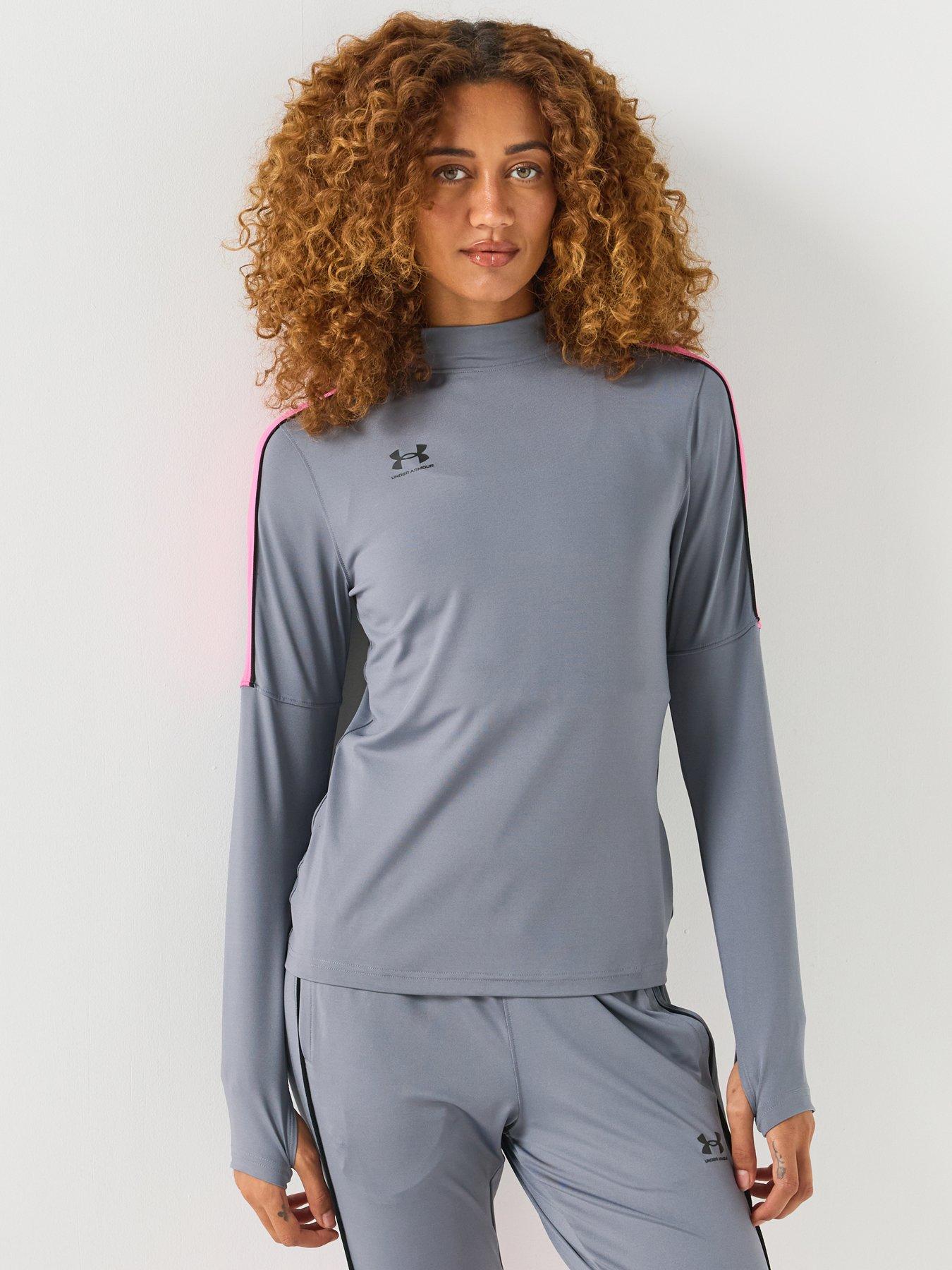 UNDER ARMOUR Womens Challenger 1/4 Zip Top - Titan Gray / Pink Frenzy / Black