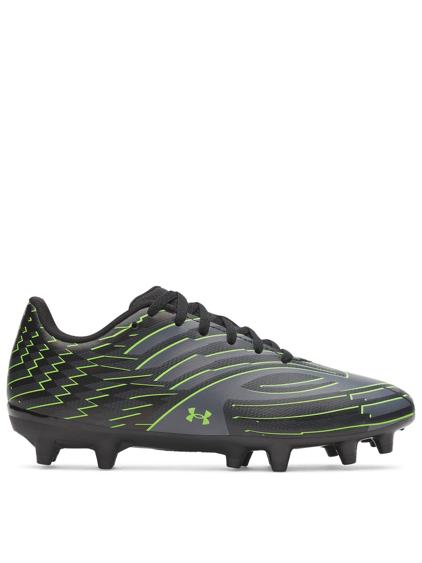 Image 1 of 5 of UNDER ARMOUR Junior Boys' Shadow Club 4 Firm Ground Football Boot - Black/Titan Grey/Hyper Green