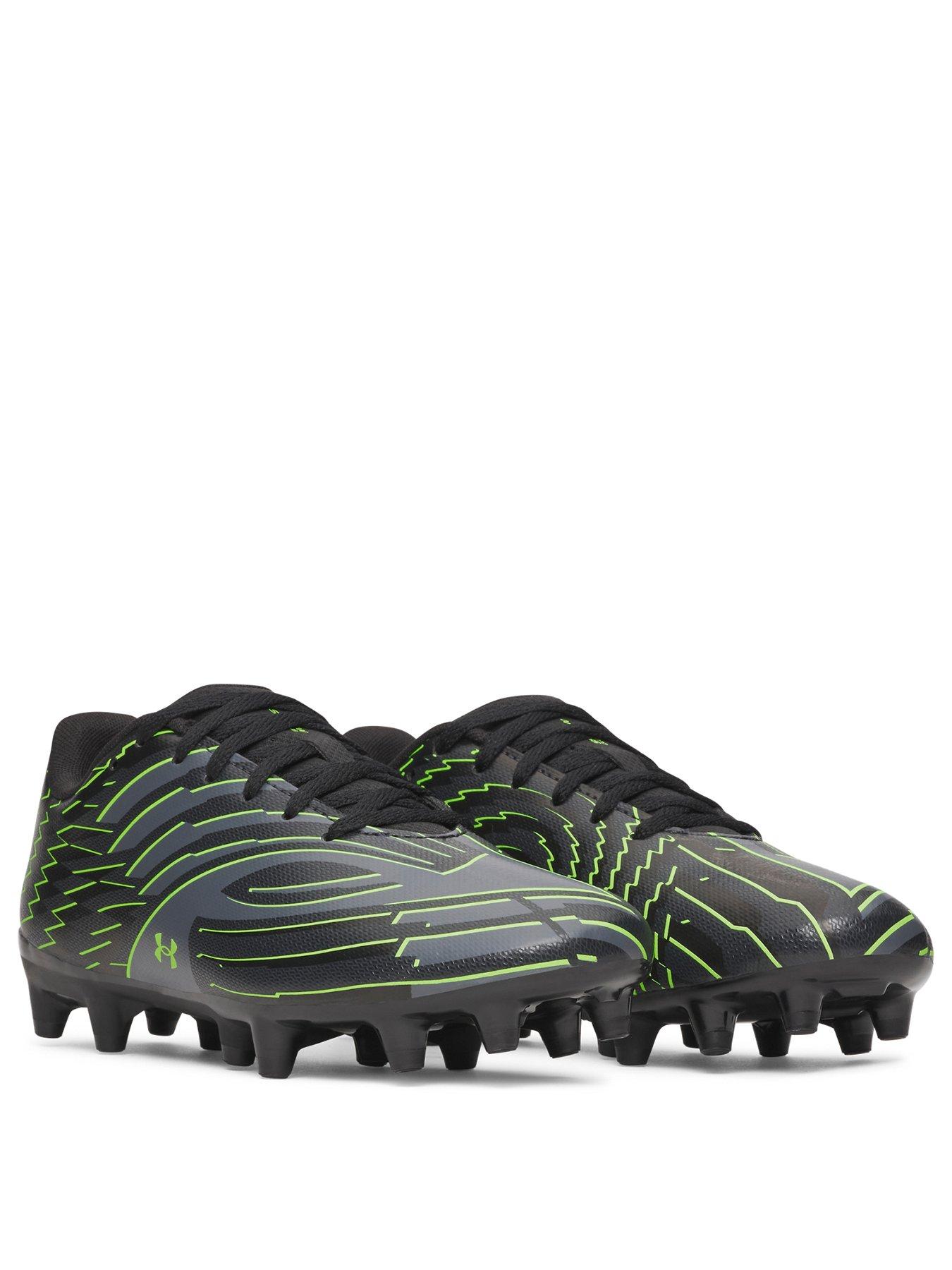 Image 2 of 5 of UNDER ARMOUR Junior Boys' Shadow Club 4 Firm Ground Football Boot - Black/Titan Grey/Hyper Green