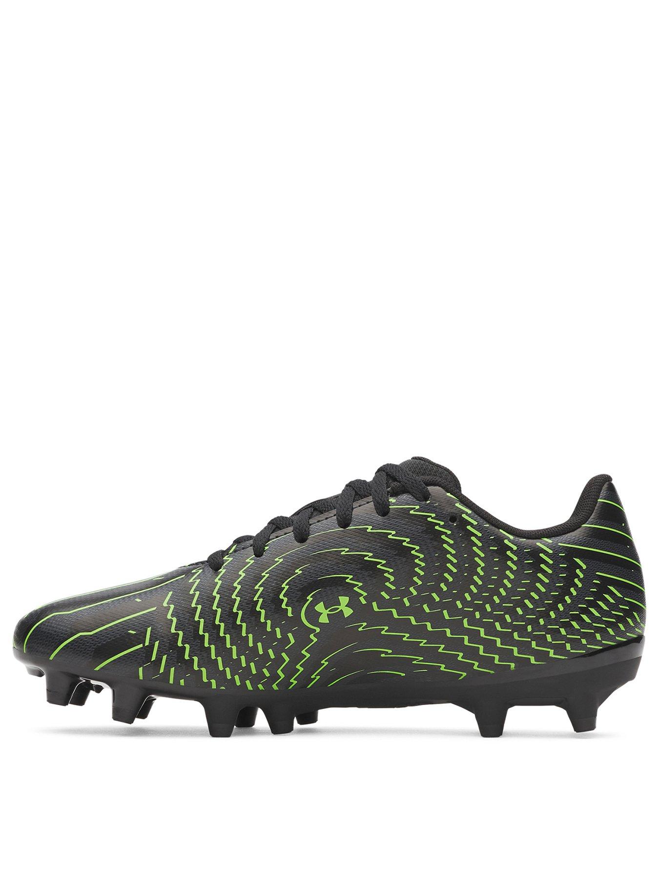 Image 3 of 5 of UNDER ARMOUR Junior Boys' Shadow Club 4 Firm Ground Football Boot - Black/Titan Grey/Hyper Green