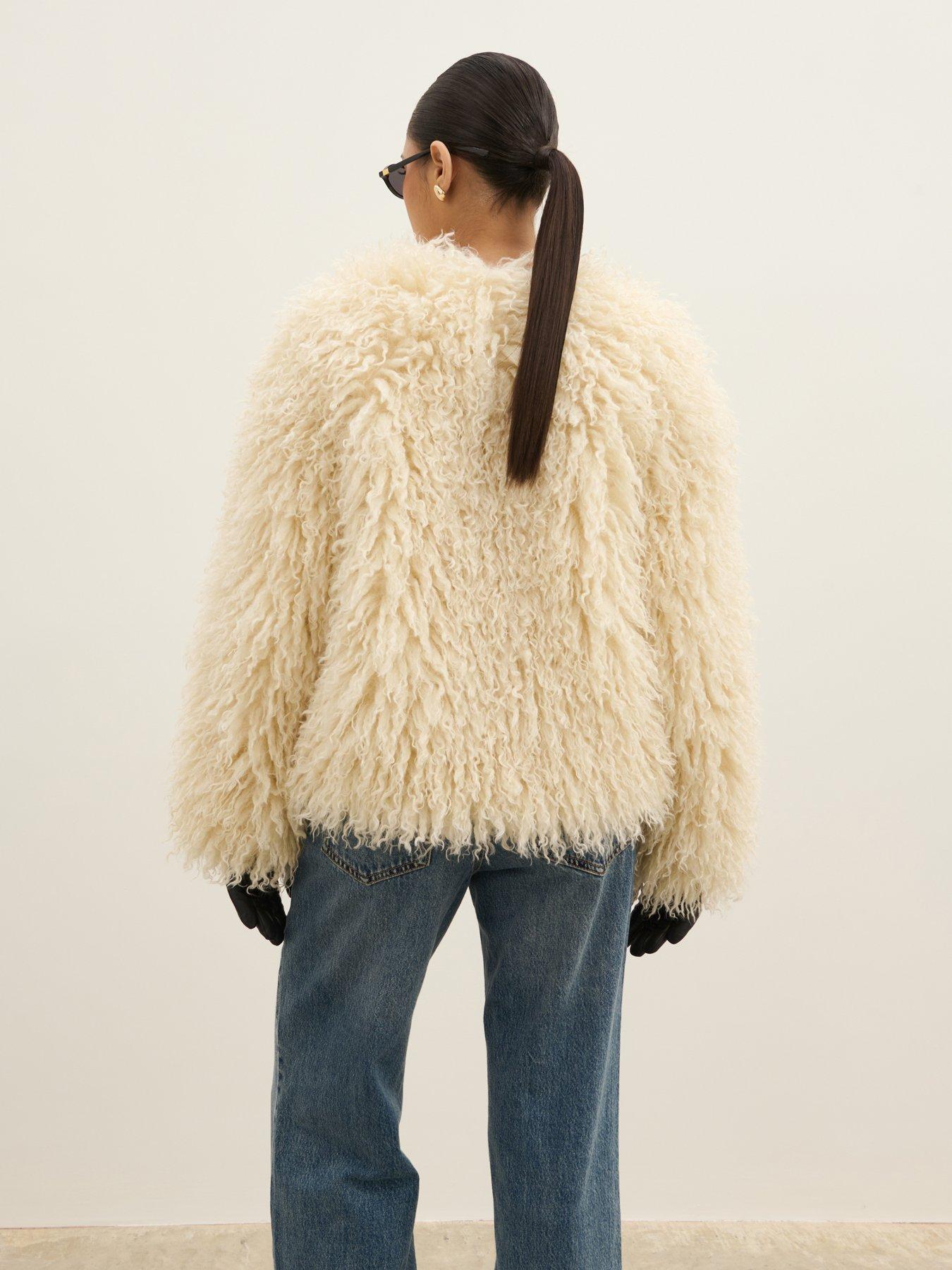 Image 2 of 5 of Pretty Lavish Womens Irie Shaggy Faux Fur Open Front Coat - Cream