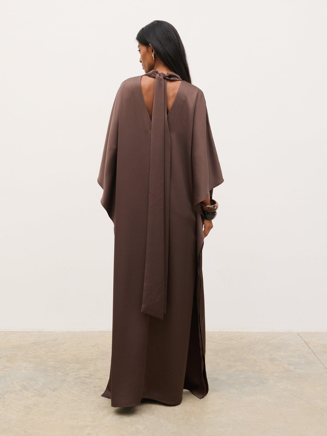 Image 2 of 5 of Pretty Lavish Briarlee Kimono Maxi Dress - Chocolate Brown