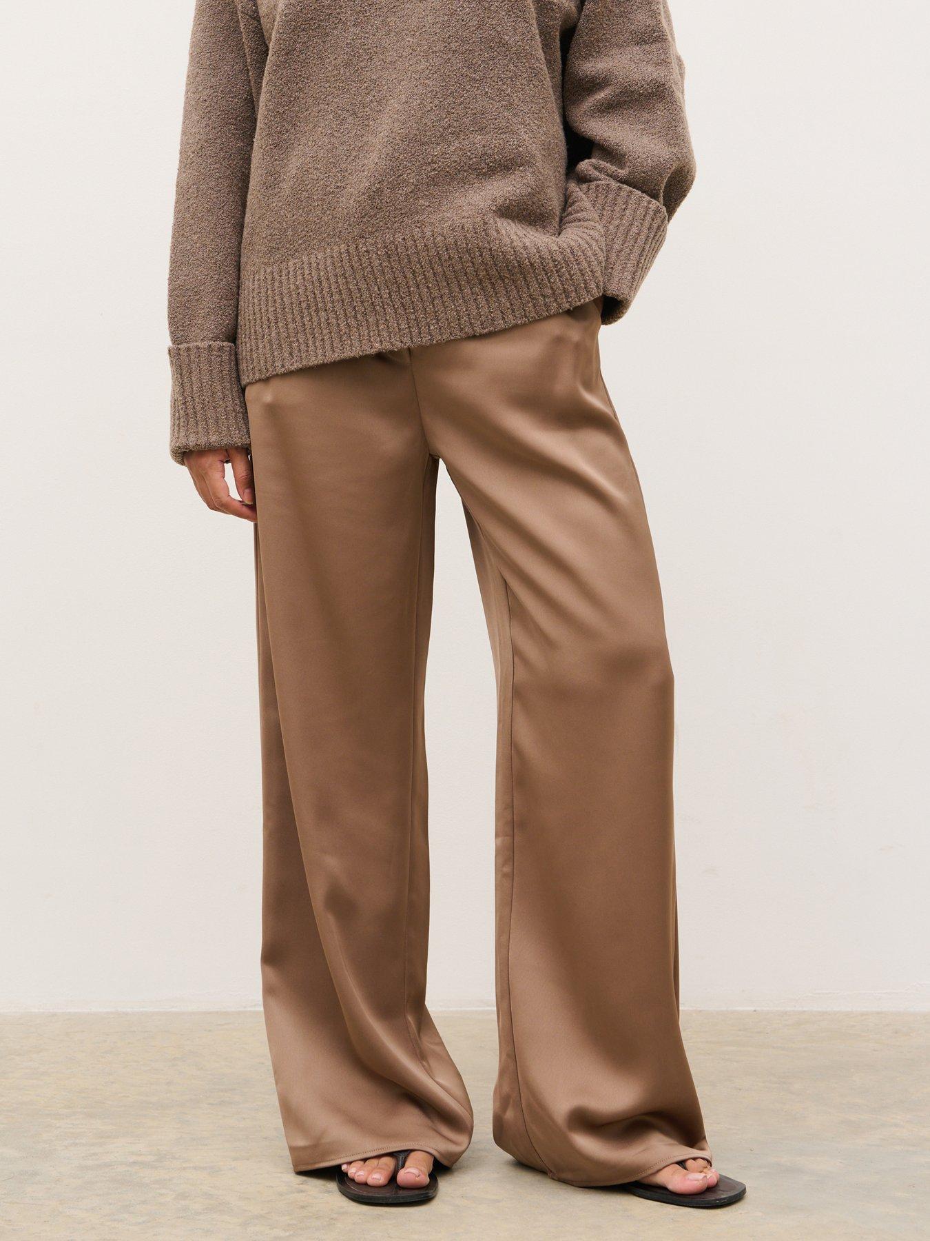 Pretty Lavish Breya Satin Drawstring Trousers - Brown