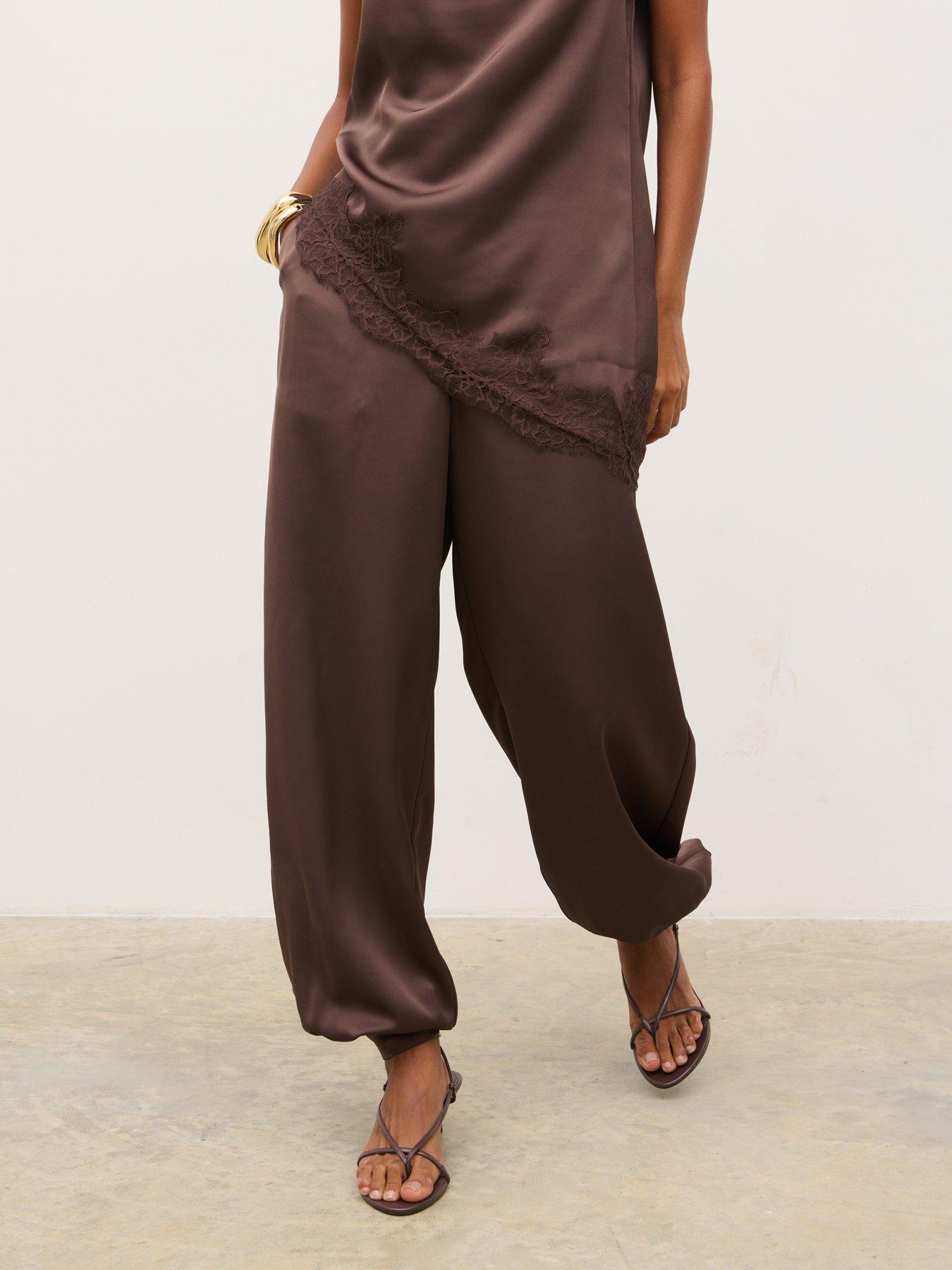 Image 1 of 4 of Pretty Lavish Breya Balloon Trousers - Brown