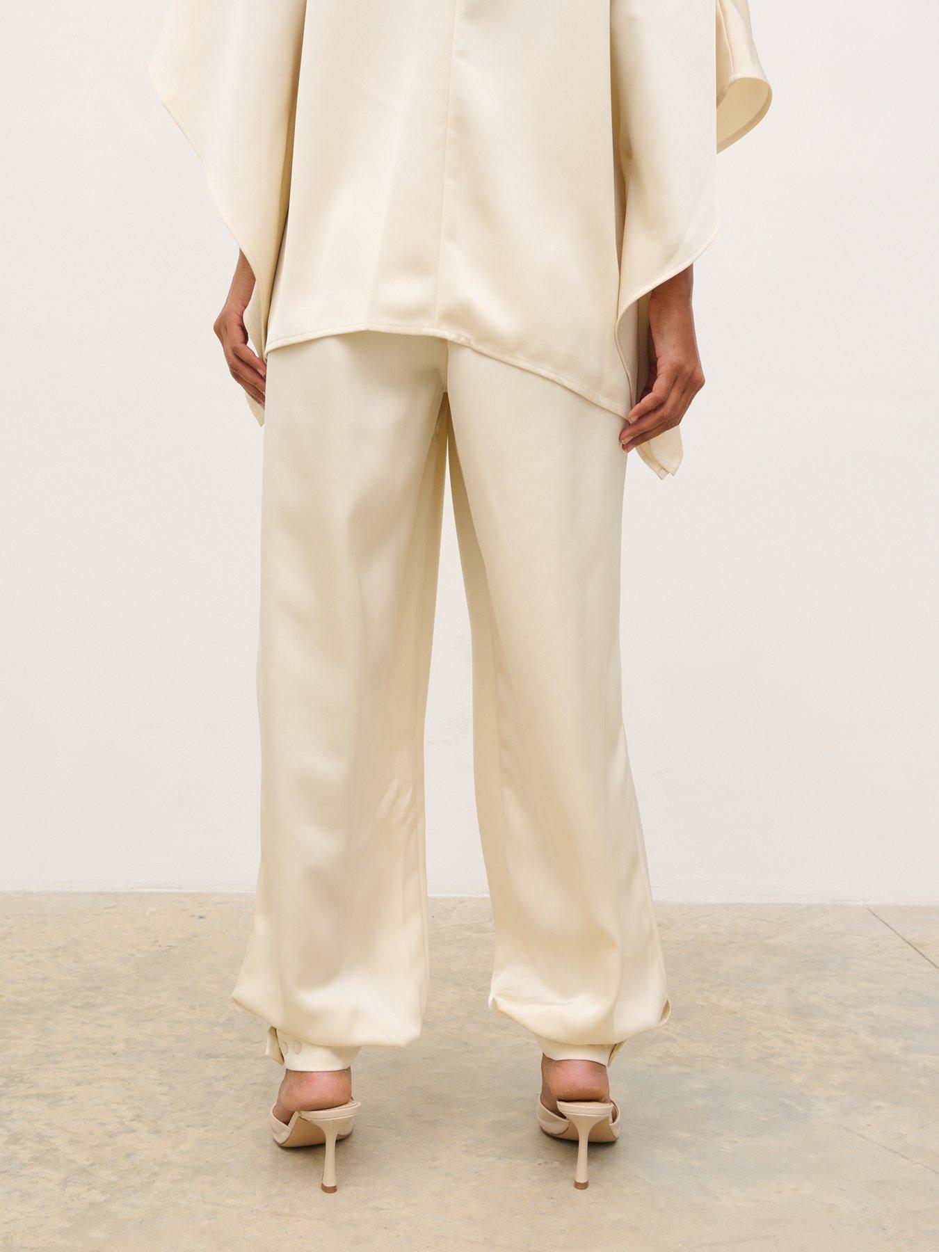 Image 2 of 4 of Pretty Lavish Breya Satin Balloon Leg Trousers - White