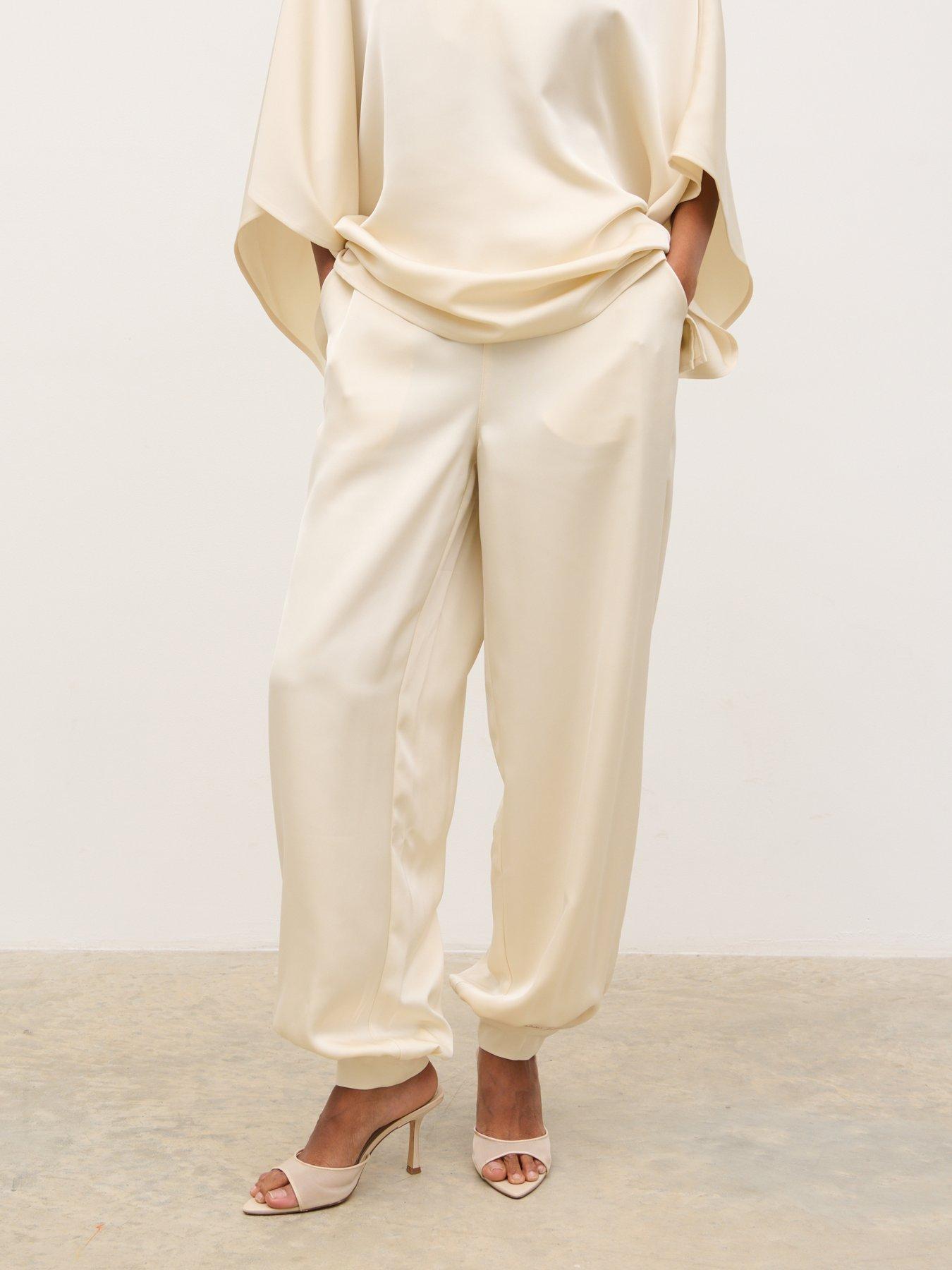Image 3 of 4 of Pretty Lavish Breya Satin Balloon Leg Trousers - White