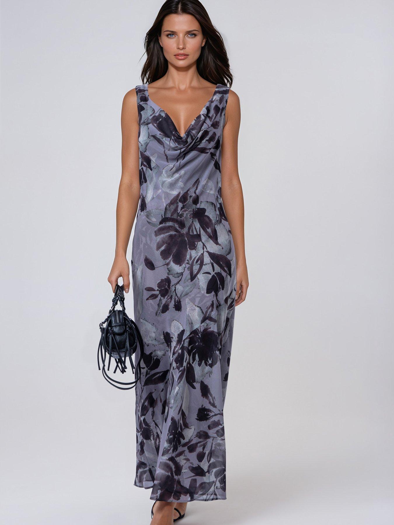 Image 3 of 7 of Religion Floral Print Maxi Dress - Grey