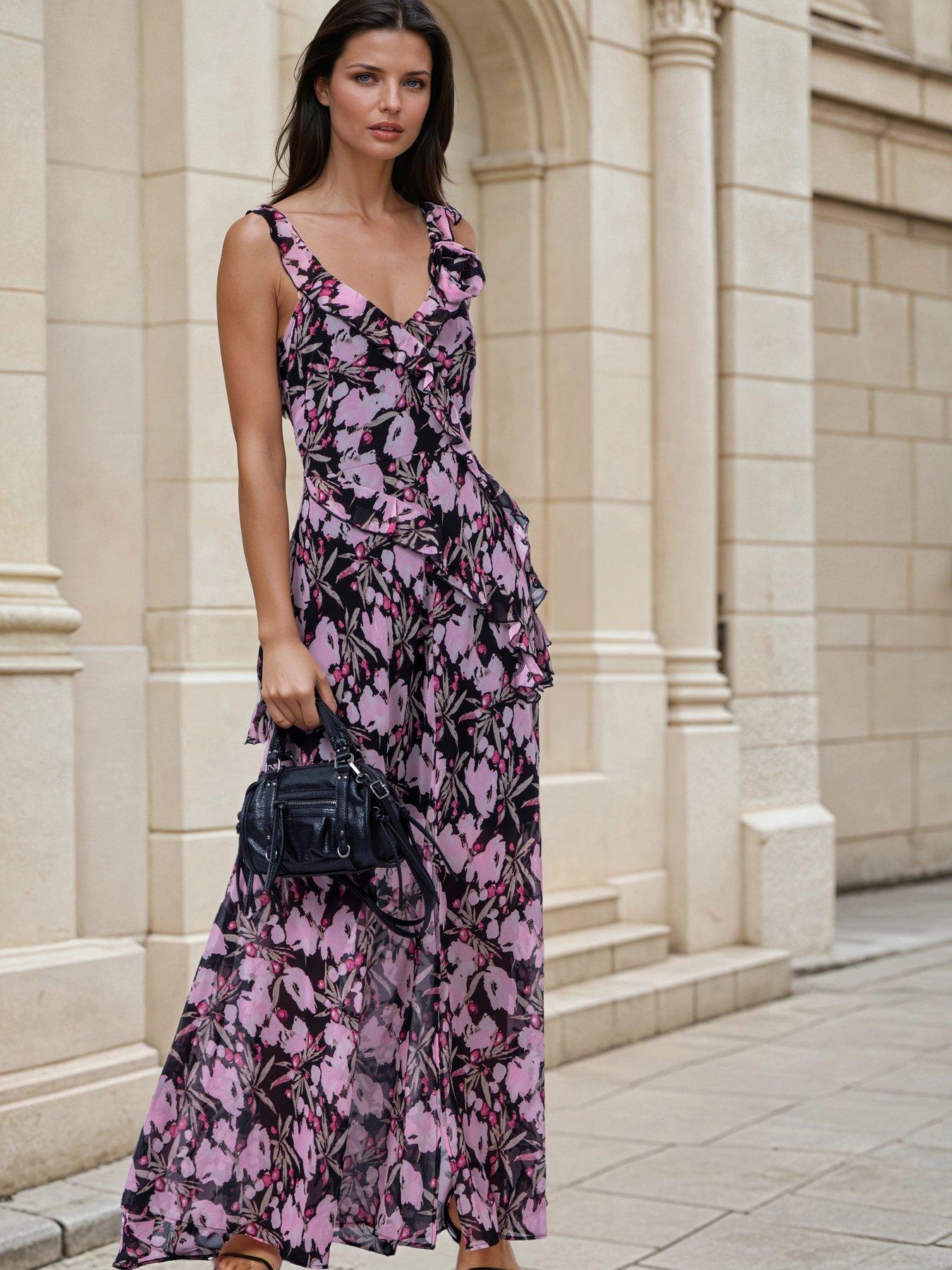Image 2 of 7 of Religion Floral Prime Print Ruffle Dream Maxi Dress - Pink