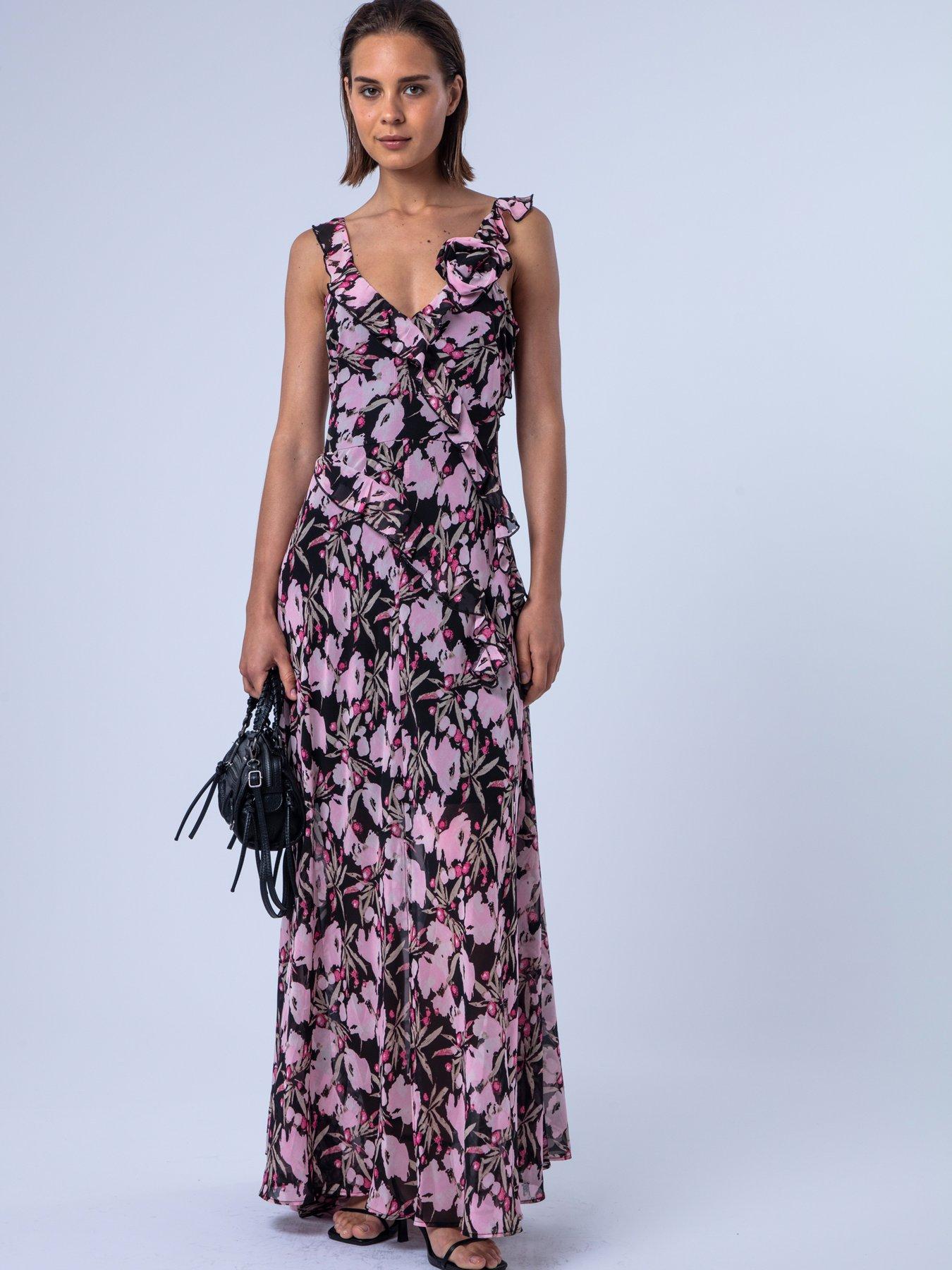 Image 7 of 7 of Religion Floral Prime Print Ruffle Dream Maxi Dress - Pink