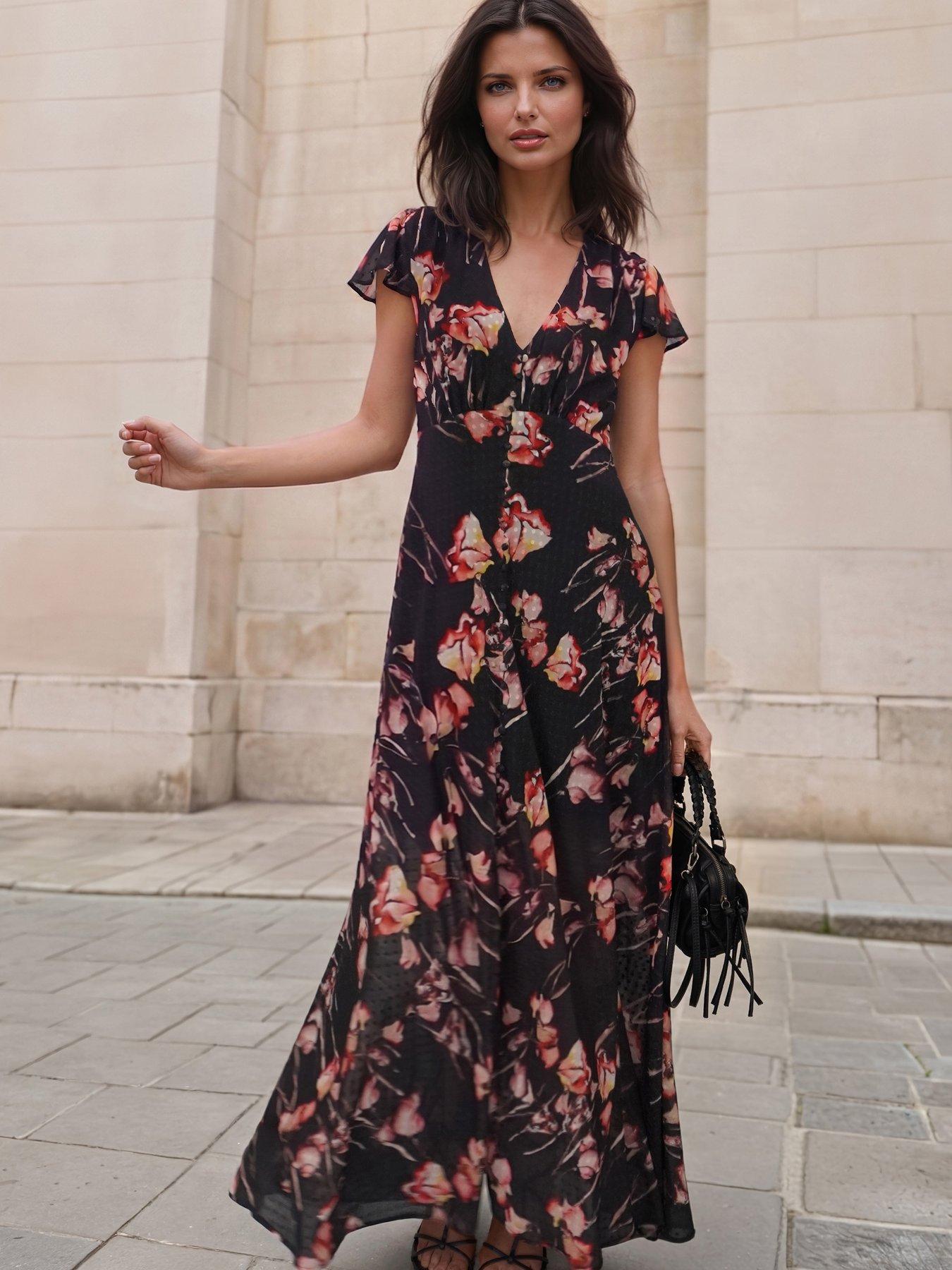 Image 1 of 7 of Religion Floral Print Maxi Dress - Pink