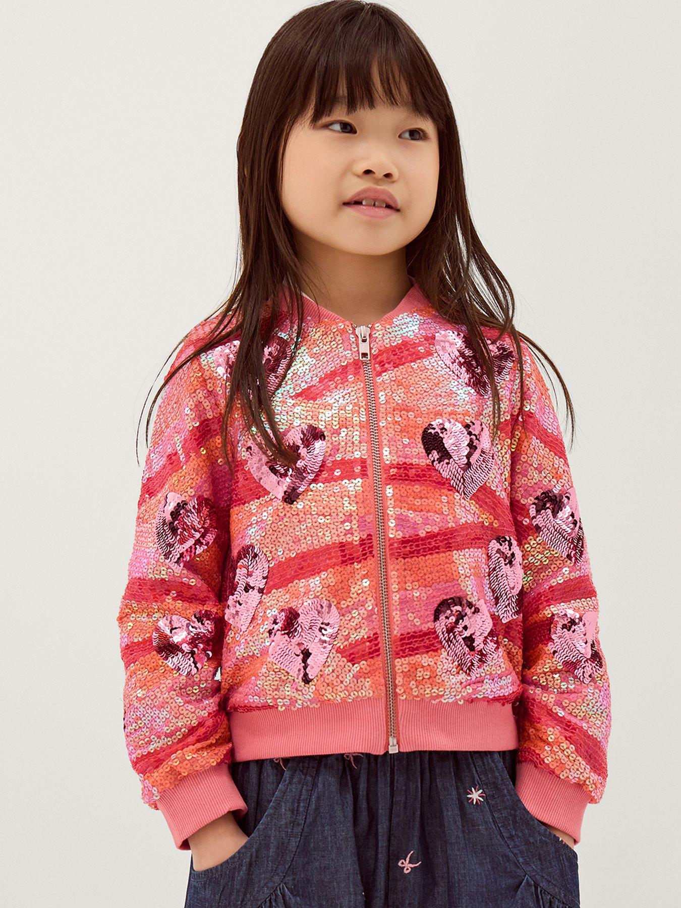 Monsoon Girls Summer Solstice Sequin Bomber Jacket - Pink