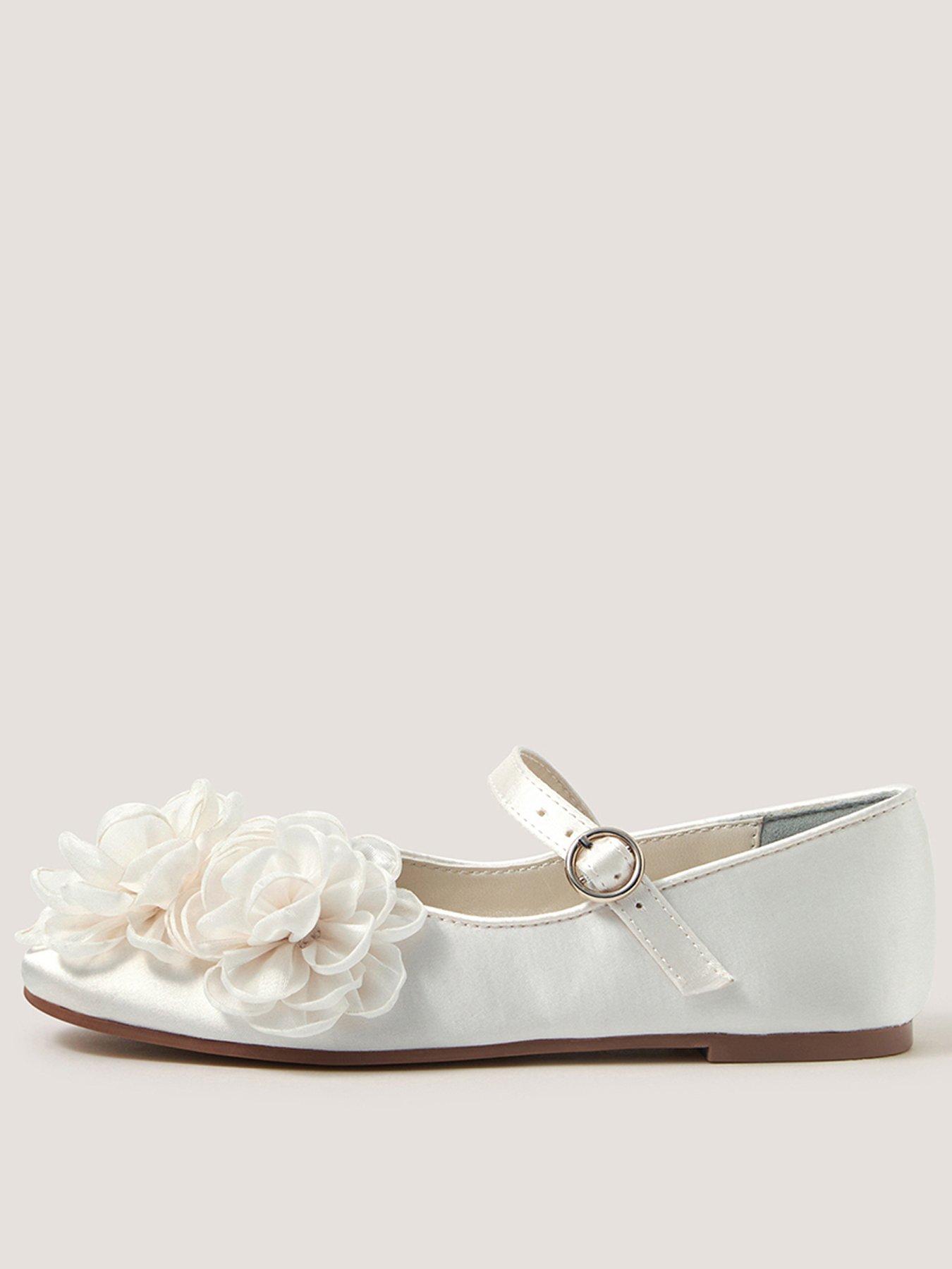 Monsoon Girls Corsage Ballerina Shoes - Ivory