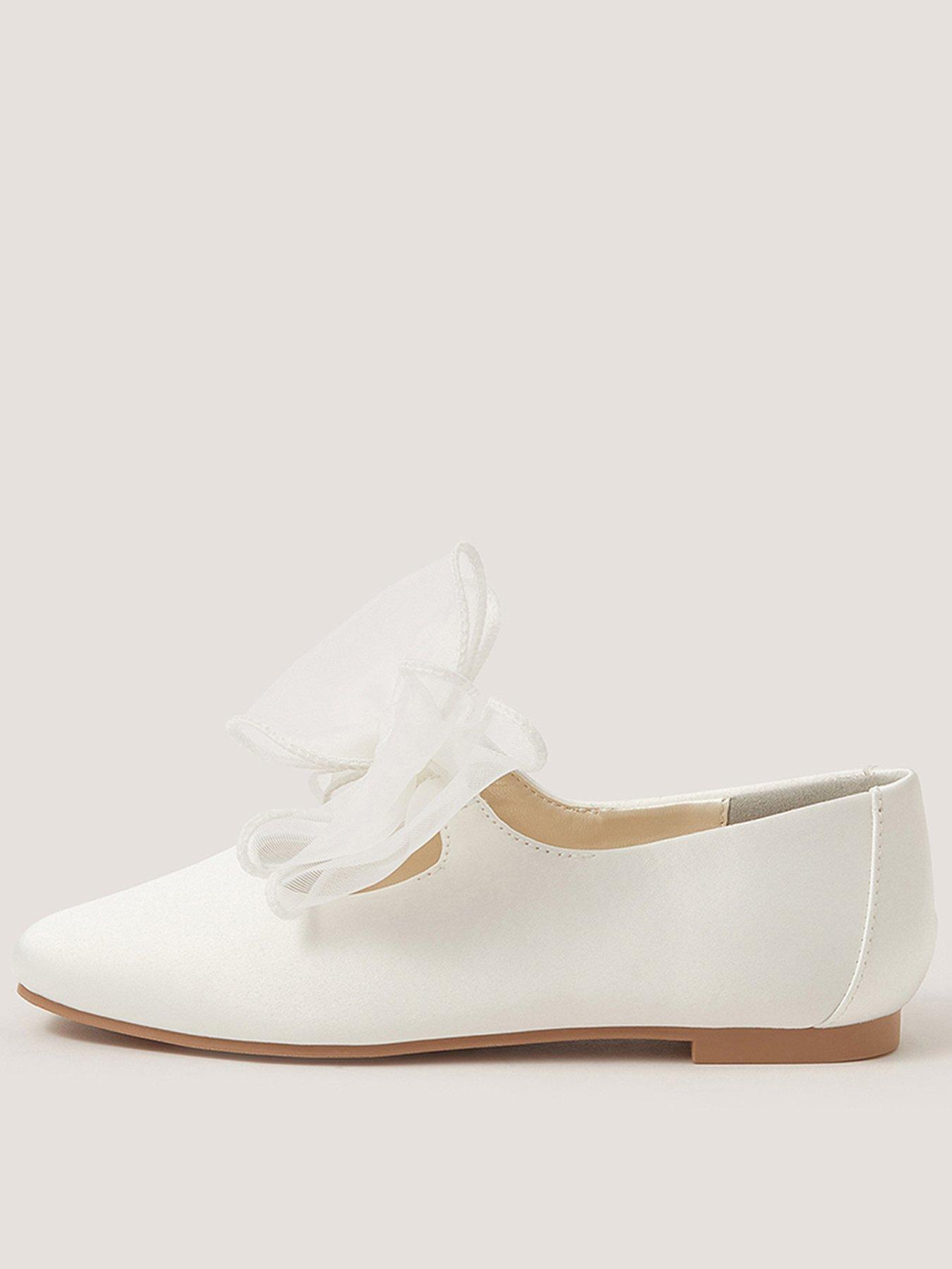 Monsoon Girls Organza Bow Ballerina Shoes - Ivory