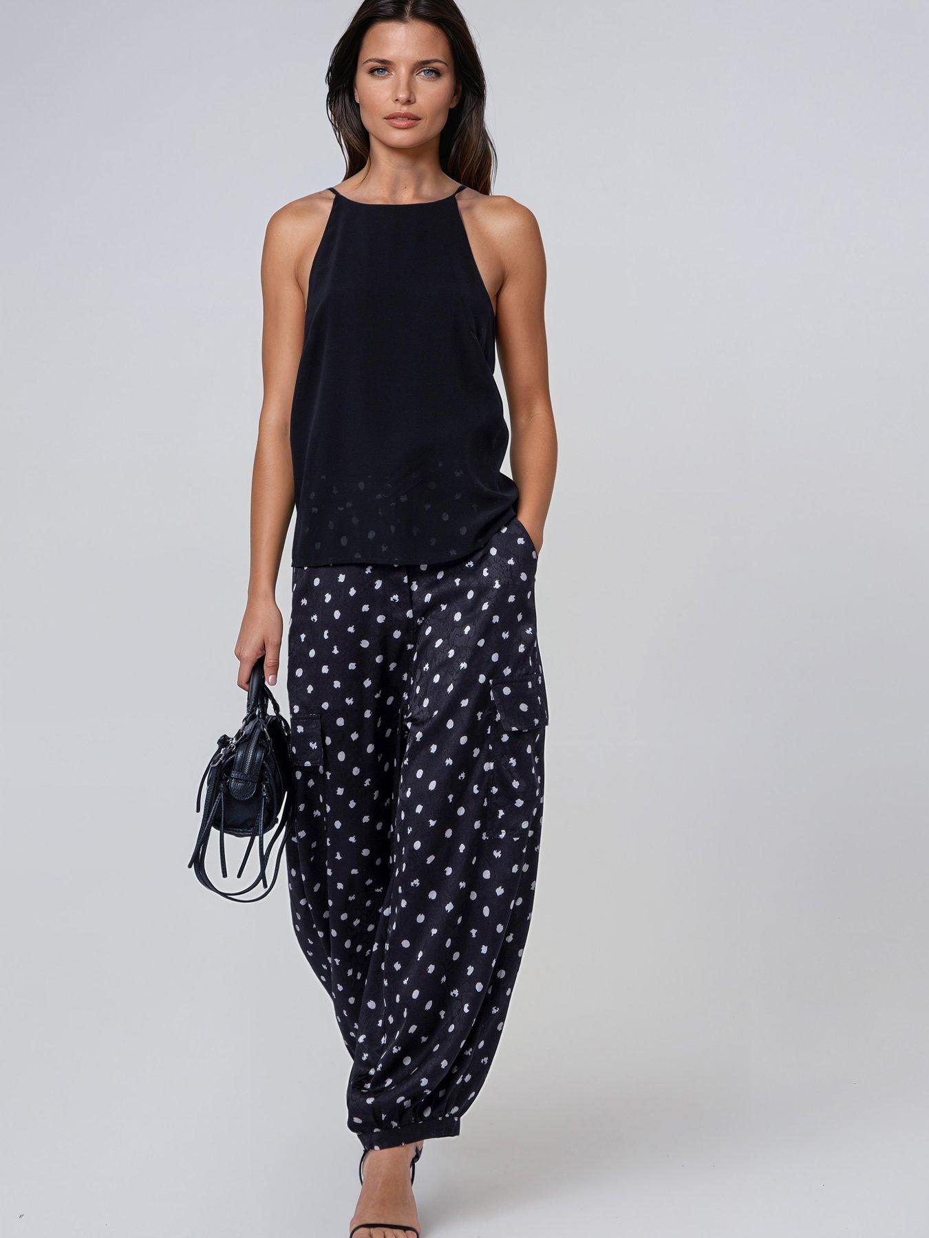 Religion Dot Print Black Ash Balloon Trousers - White