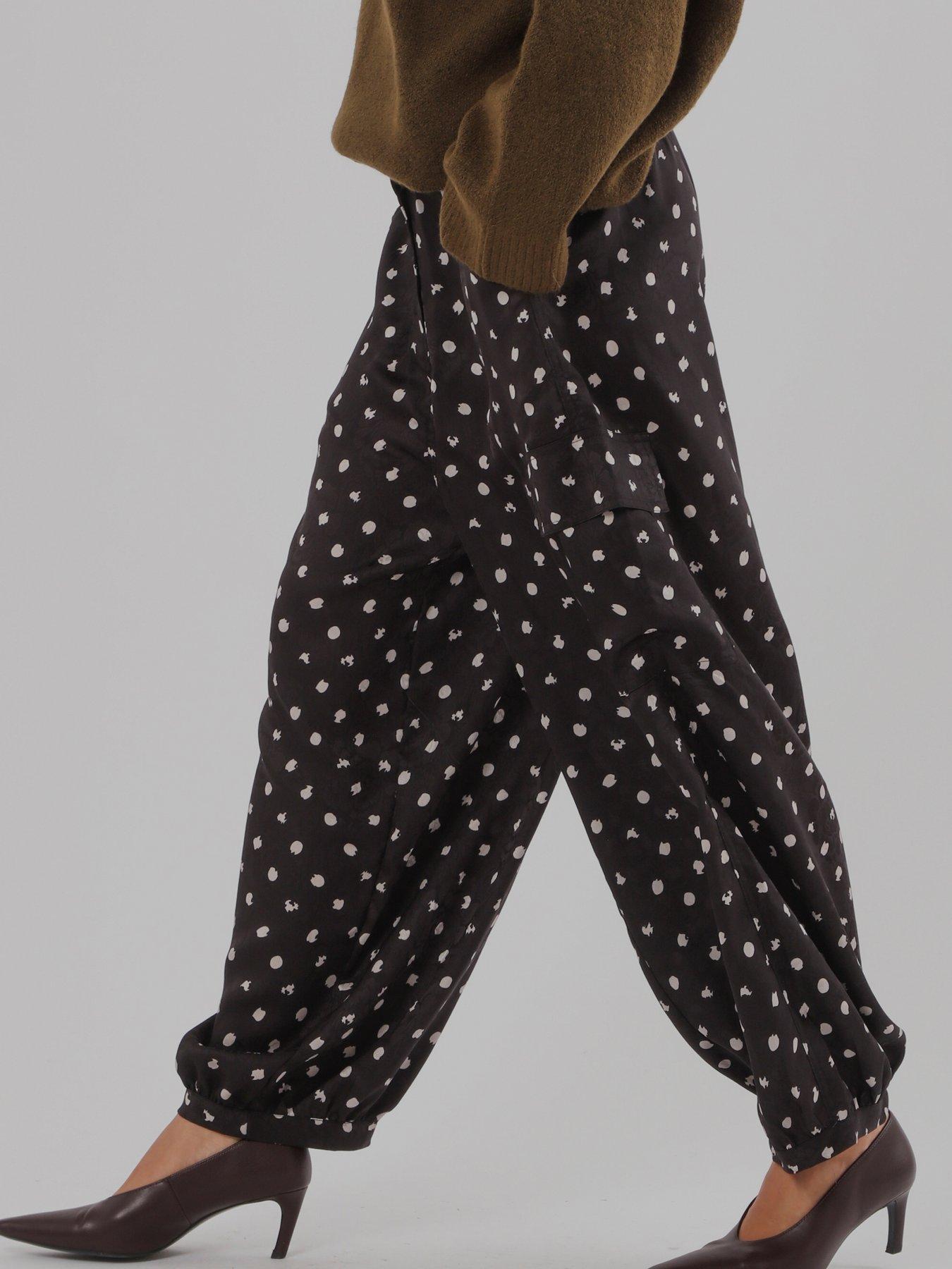 Religion Dot Print Black White Ash Balloon Trousers