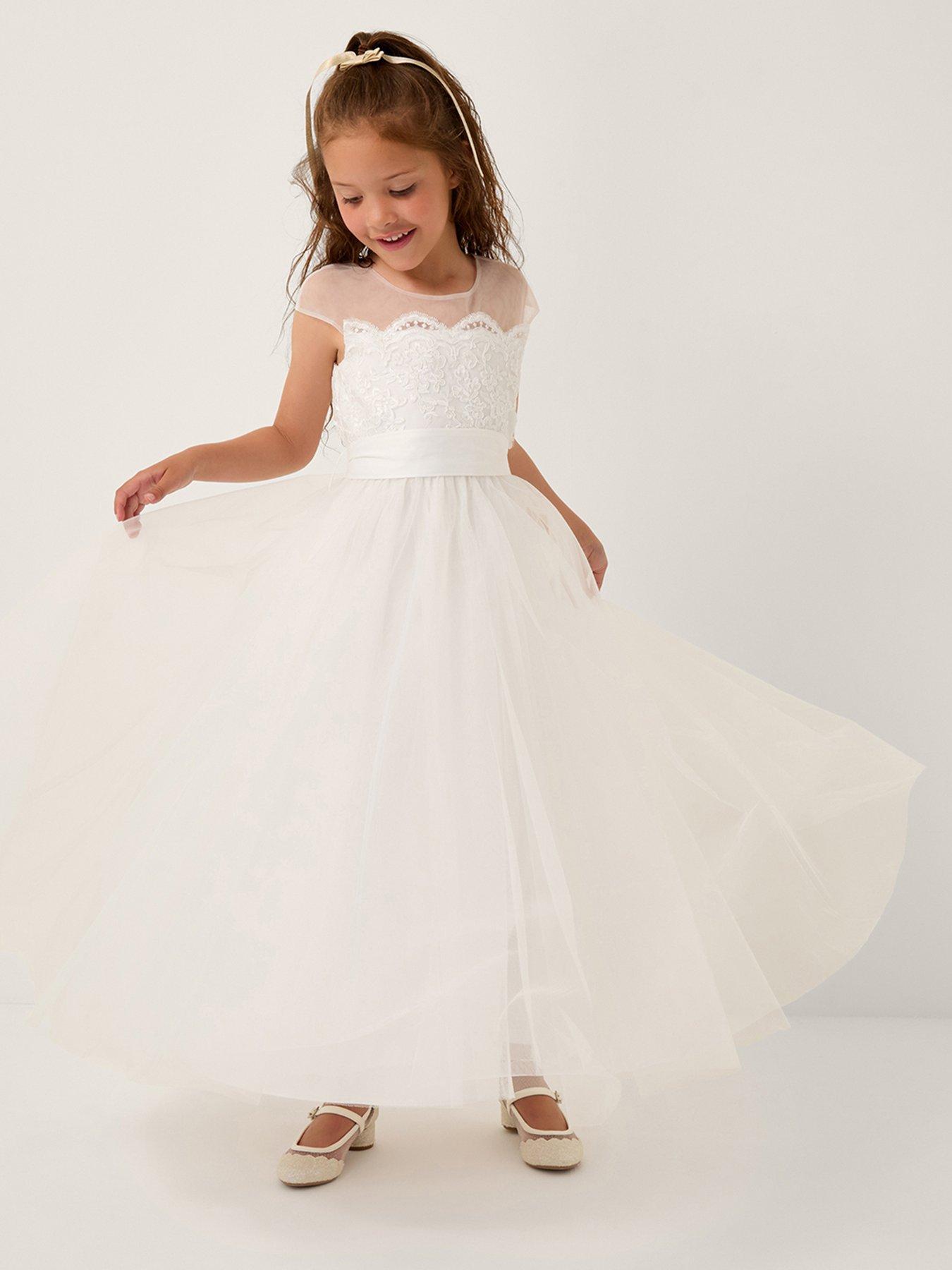 Monsoon Girls Cynthia Corded Lace Maxi Dress - Ivory