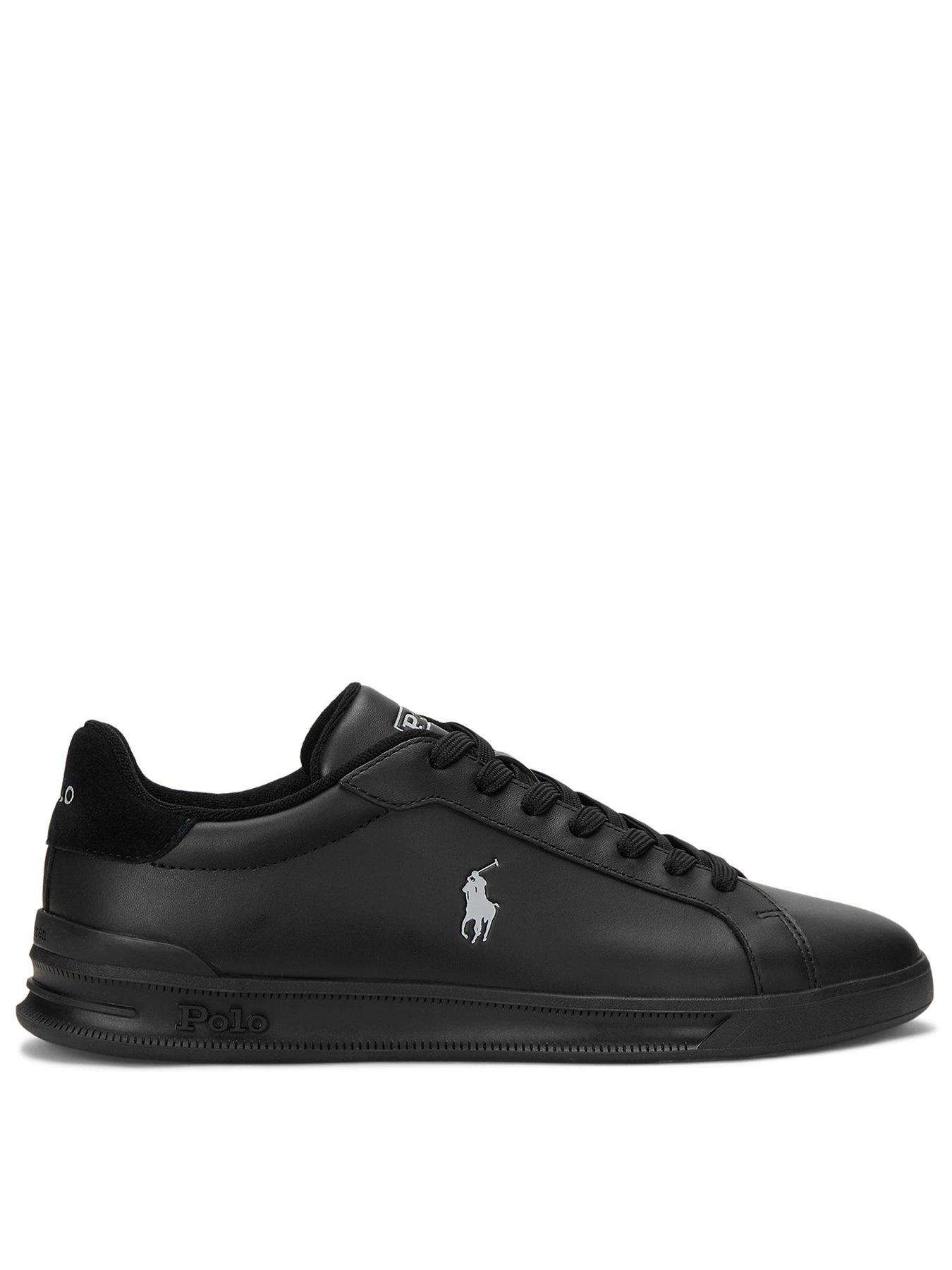 Polo Ralph Lauren Heritage Court II Leather Trainer - Black / Soft Grey