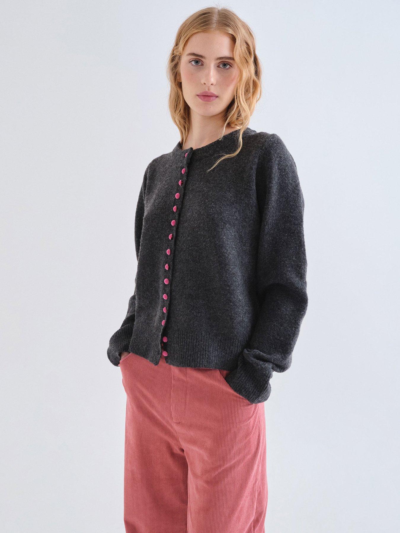 Compania Fantastica Velvet Button Cardigan - Grey