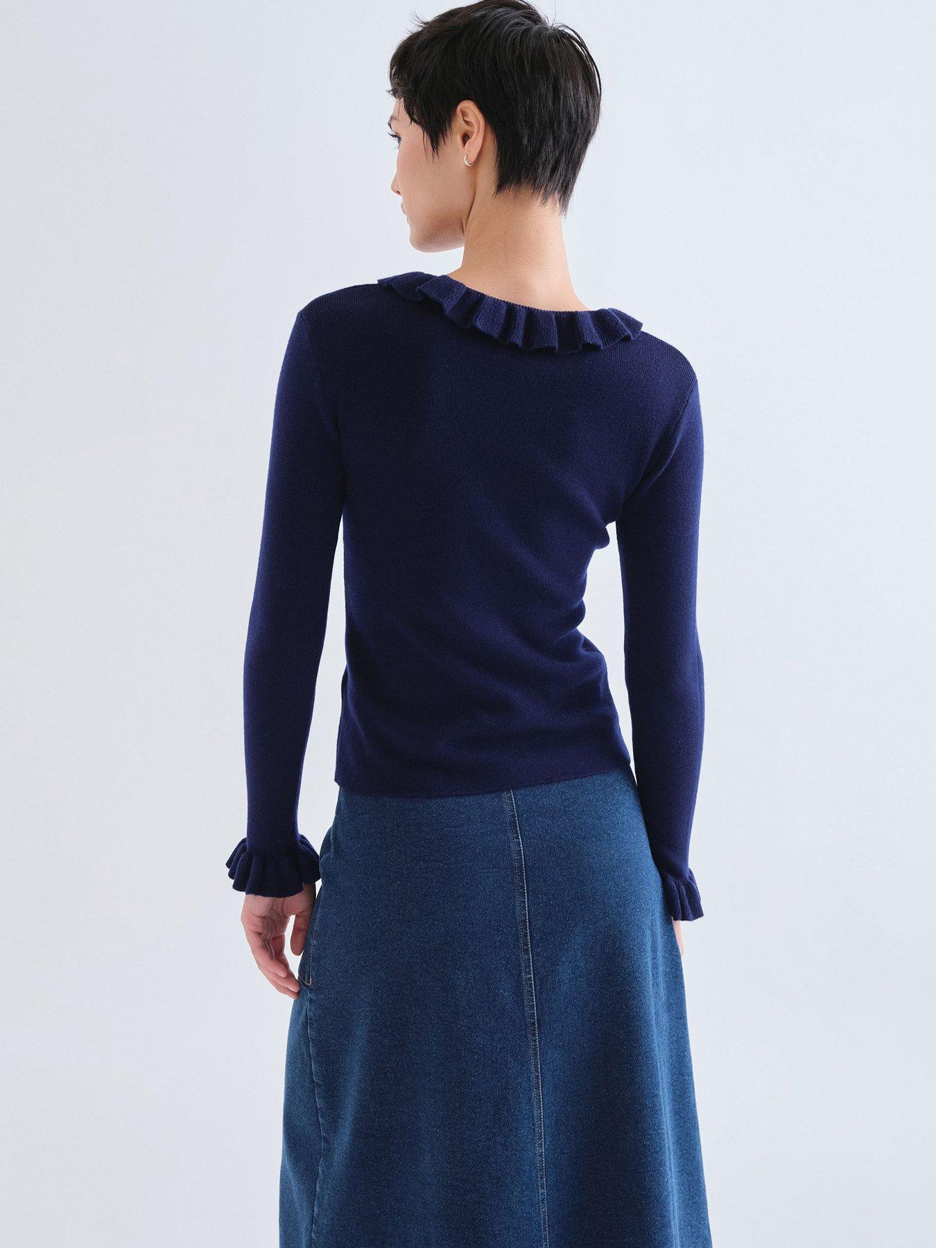 Image 2 of 5 of Compania Fantastica Women's Ruffle Trim Knit Jumper - Blue