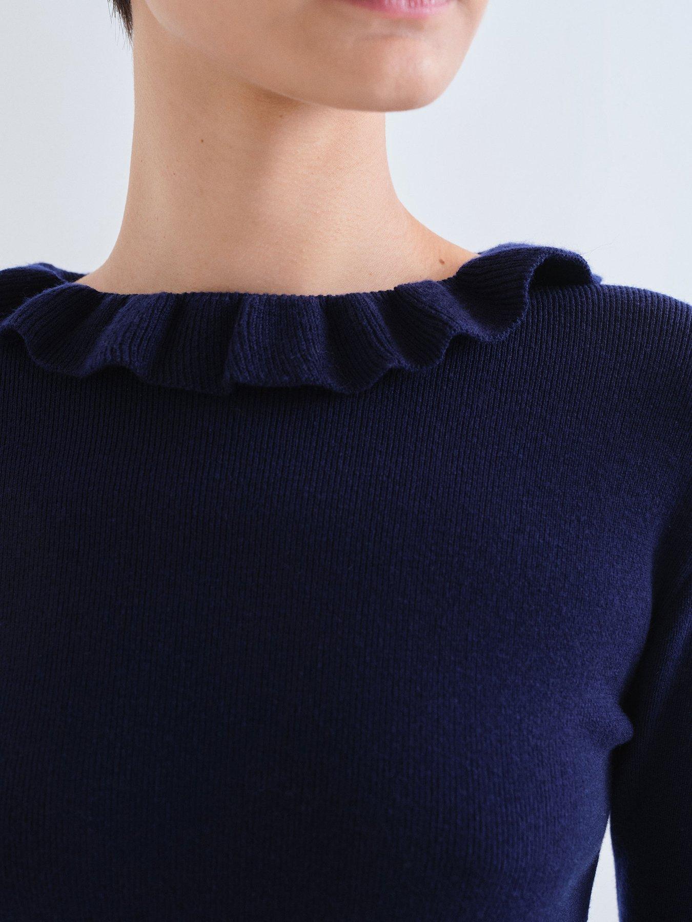 Image 5 of 5 of Compania Fantastica Women's Ruffle Trim Knit Jumper - Blue