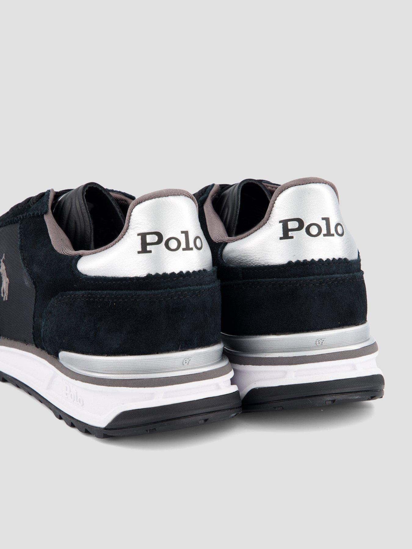 Image 5 of 7 of Polo Ralph Lauren Varick Suede Trainer - Black